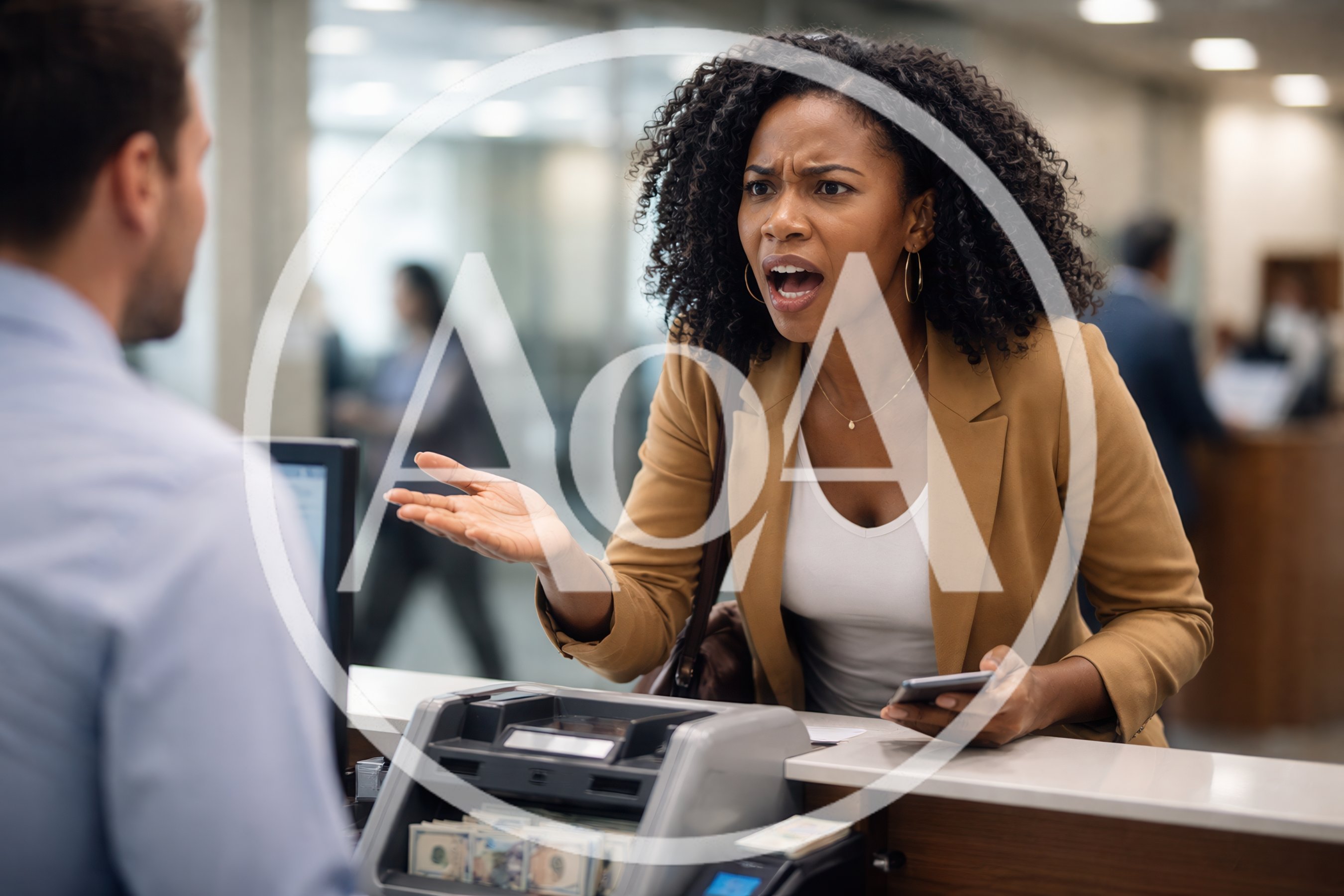 Frustrated Customer Arguing With Bank Teller