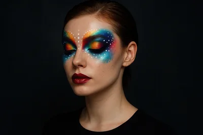 Portrait Of A Woman With Artistic Galaxy Makeup