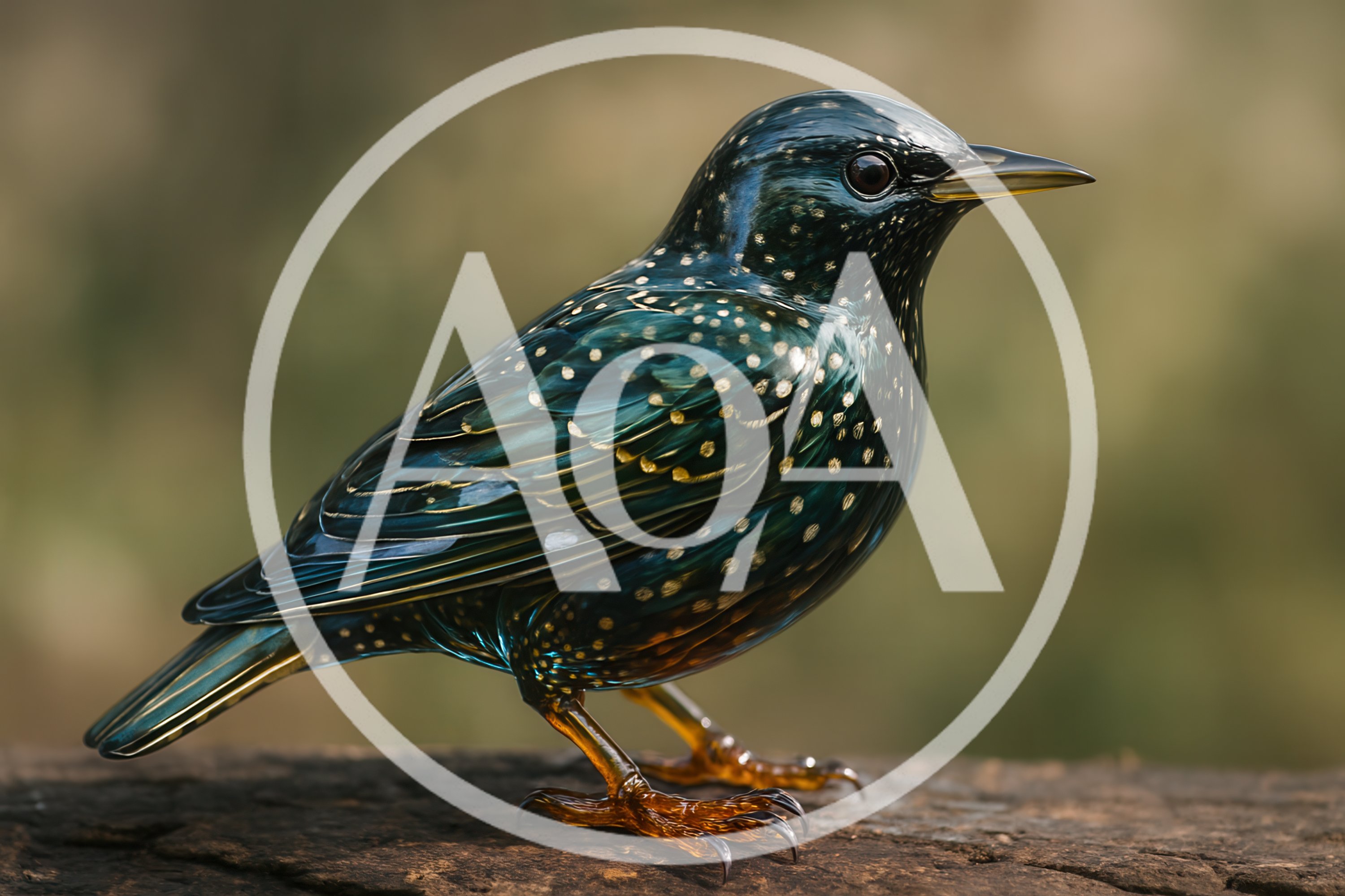 Glass Sculpture Of A Common Starling Bird