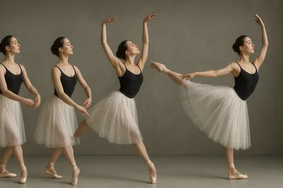 Multiple Exposure Sequence Of A Ballerina Dancing