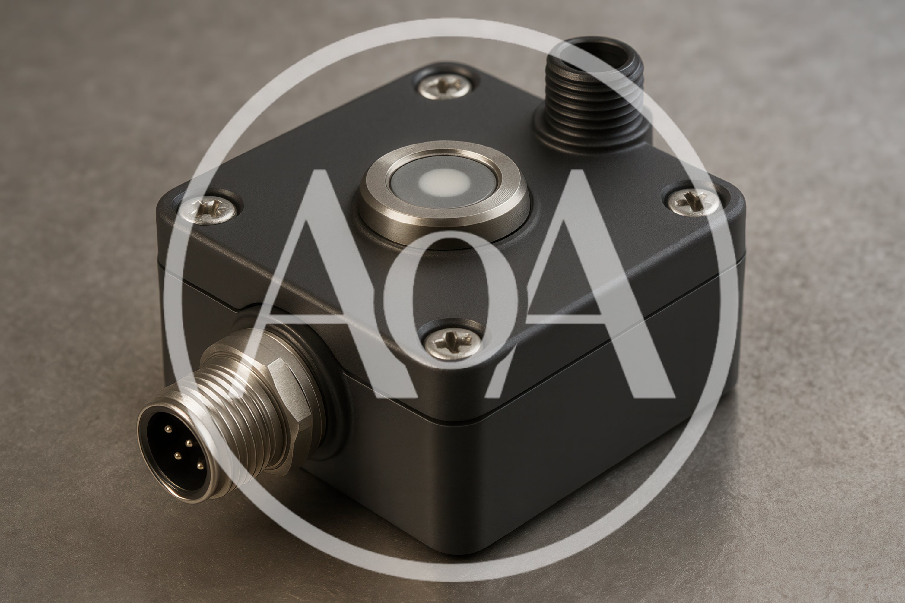 Industrial Ultrasonic Sensor Module on Textured Surface