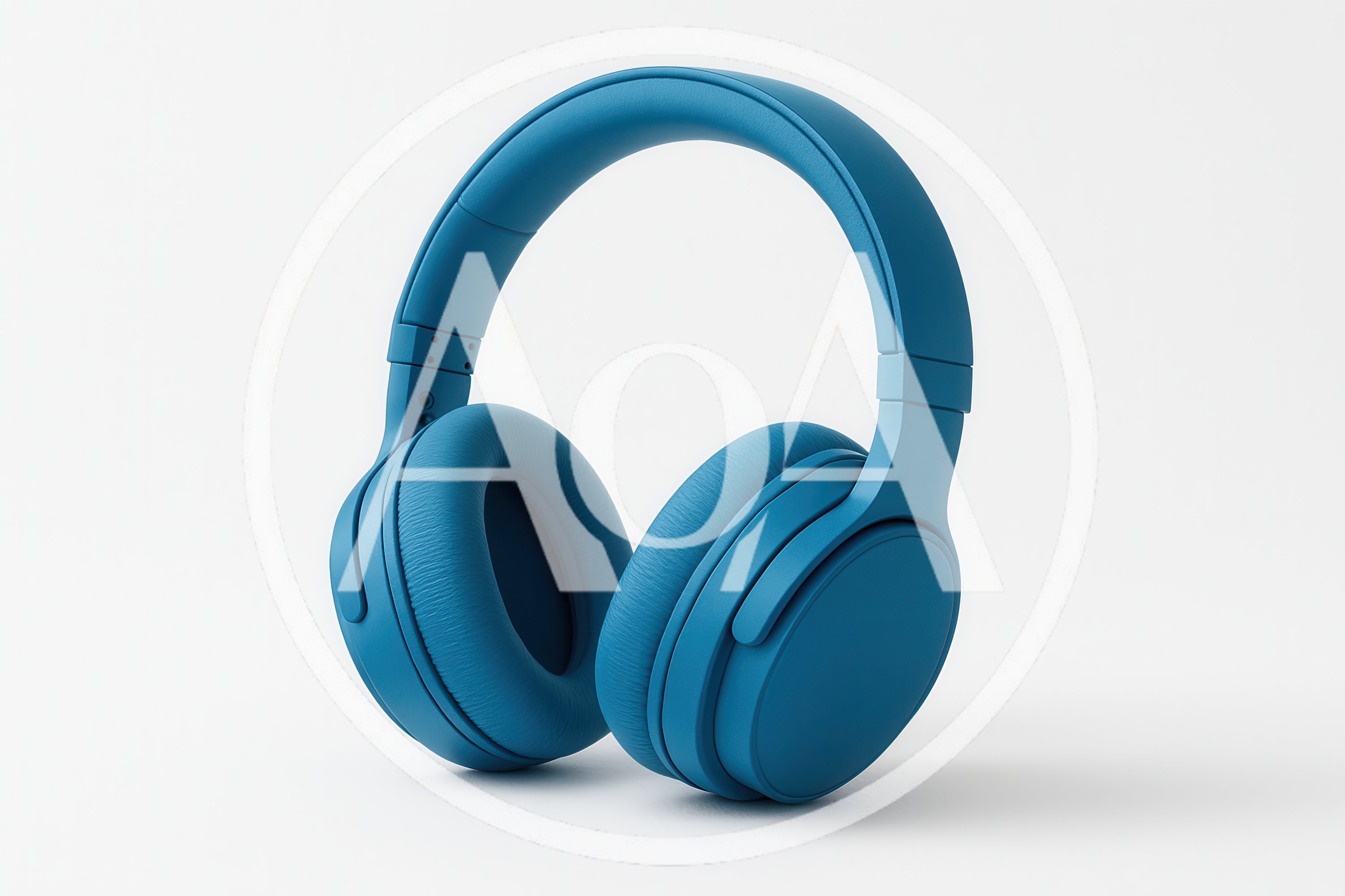 Blue Wireless Over Ear Headphones On White Background
