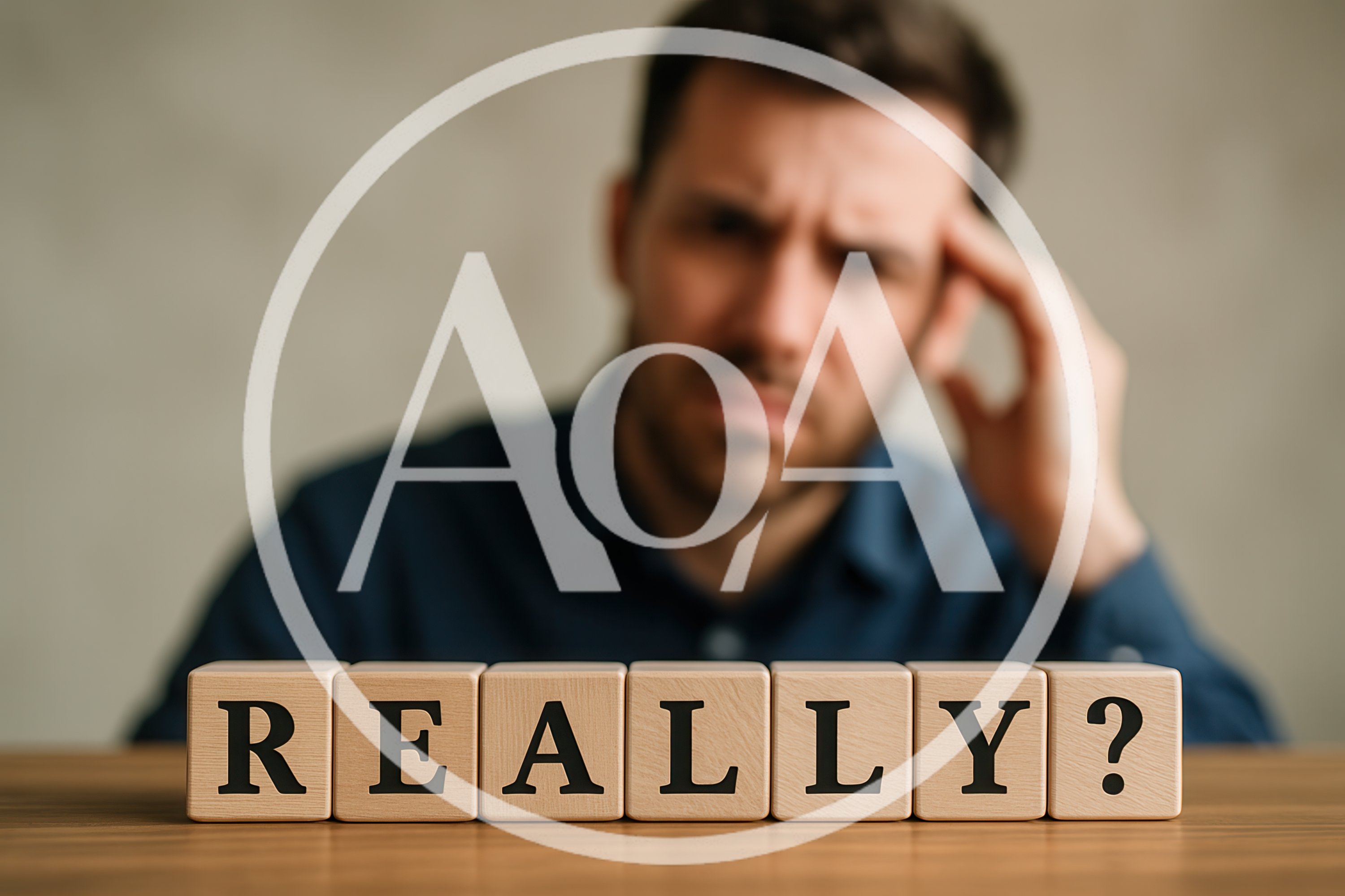 Frustrated Man Looking At Really Question Blocks