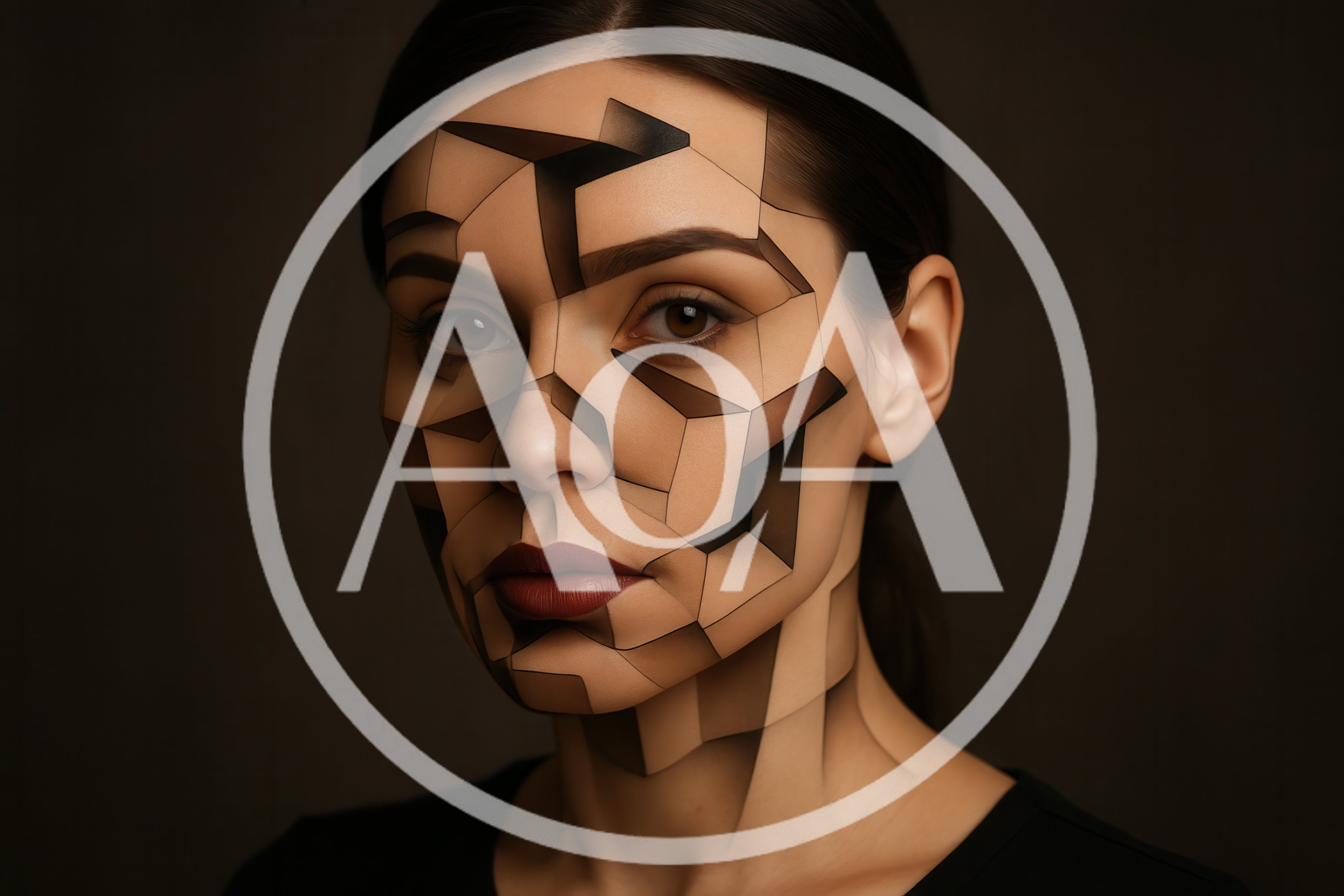 Portrait Of Woman With Geometric 3D Illusion Makeup