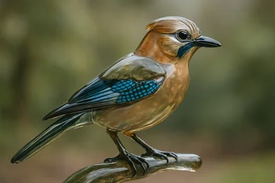 Glass Sculpture Of A Eurasian Jay Bird