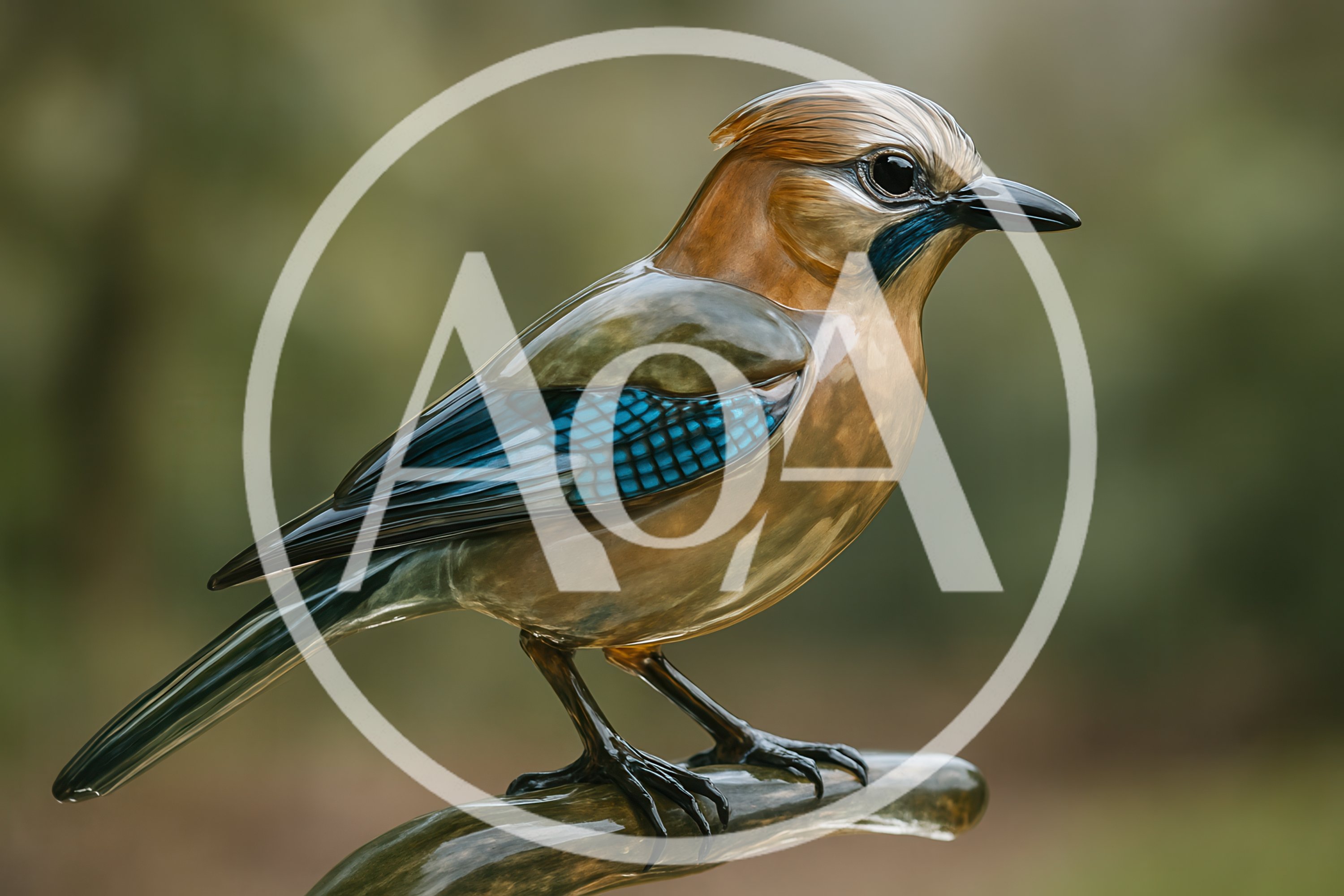 Glass Sculpture Of A Eurasian Jay Bird