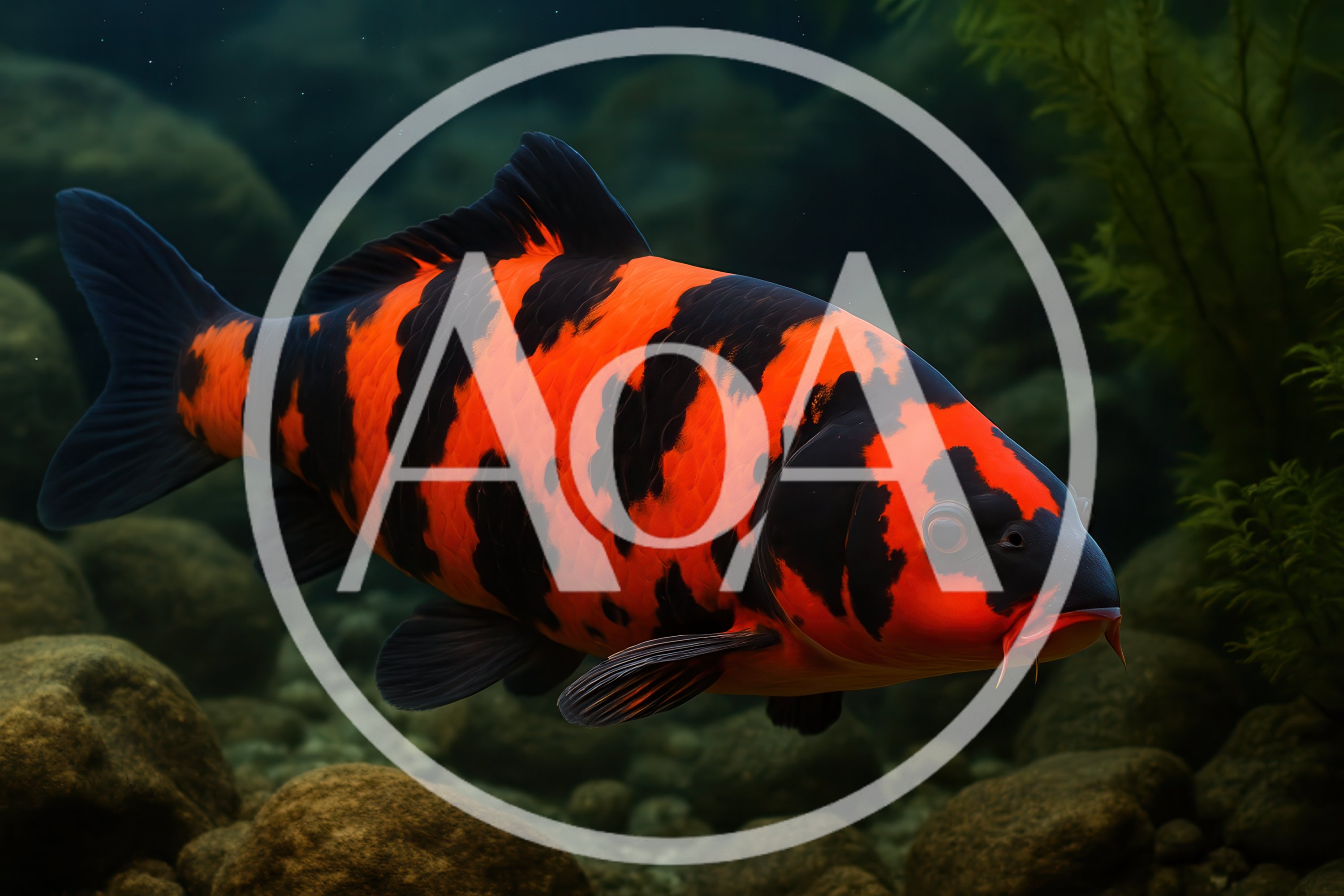 Vibrant Orange And Black Koi Fish Swimming Underwater