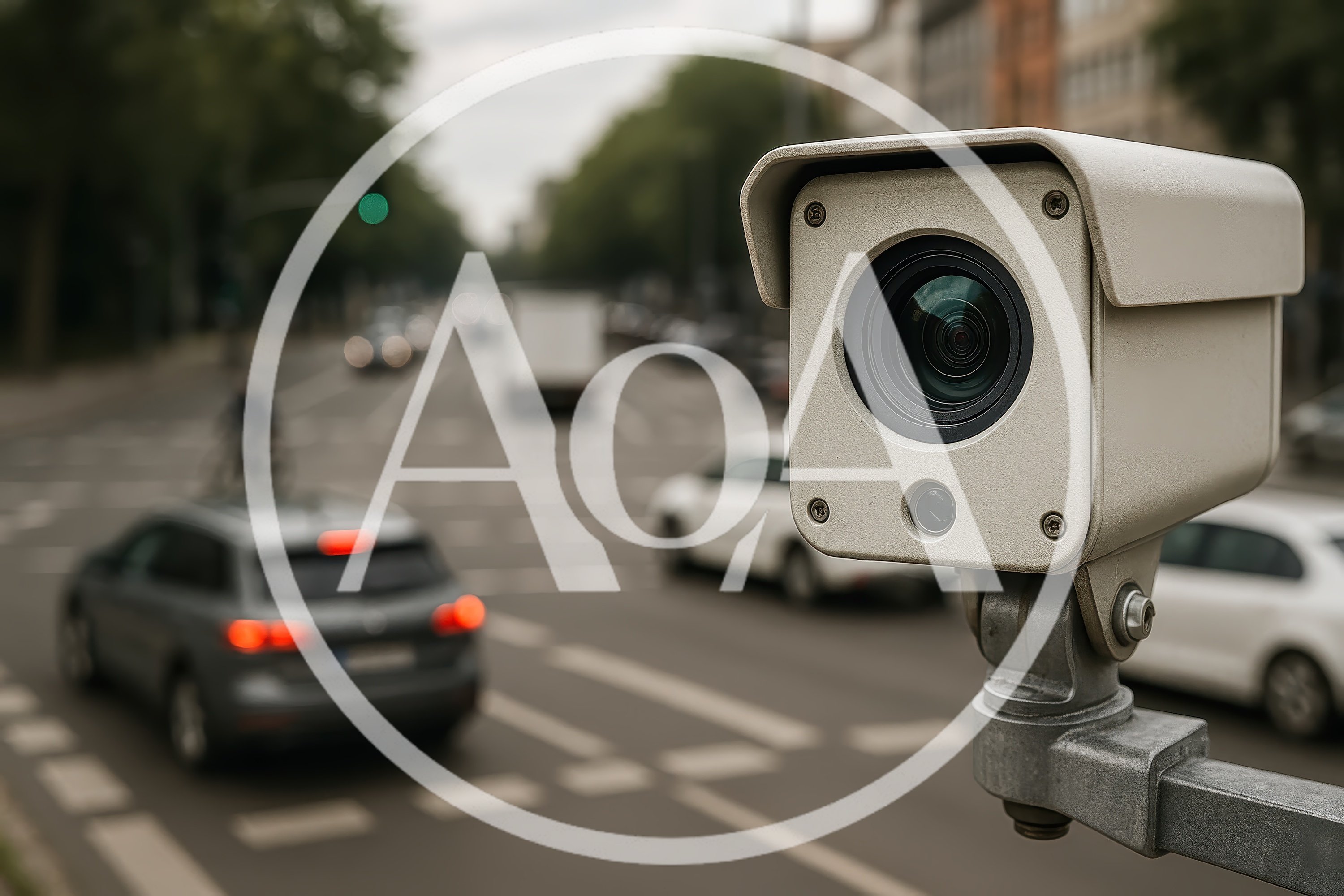 Traffic Surveillance Camera Monitoring Busy City Intersection