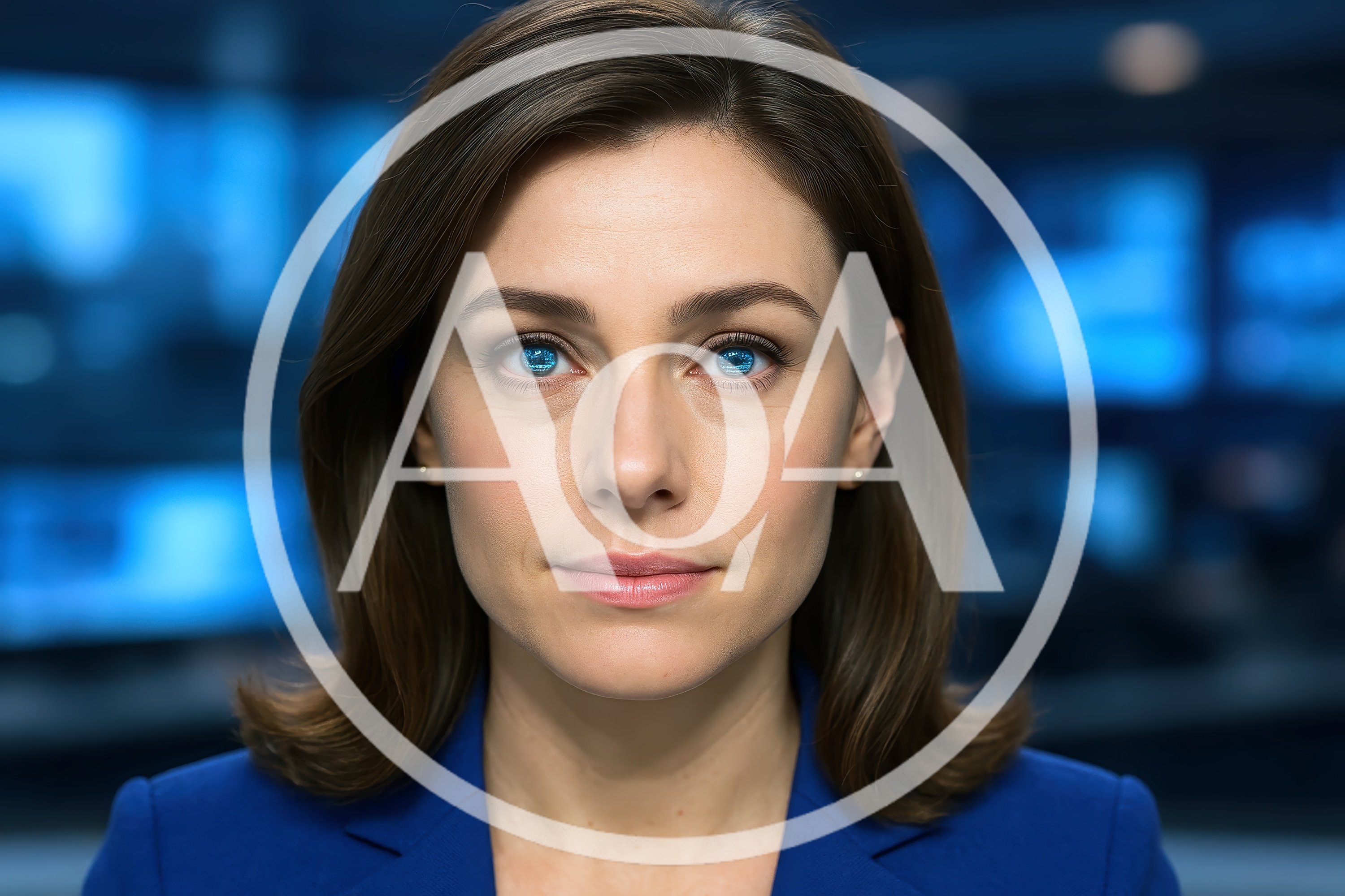 Professional Female News Anchor In A Television Studio