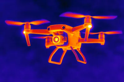 Thermal Imaging Of A Flying Quadcopter Drone