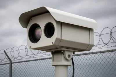 Security Surveillance Camera Mounted On A Pole