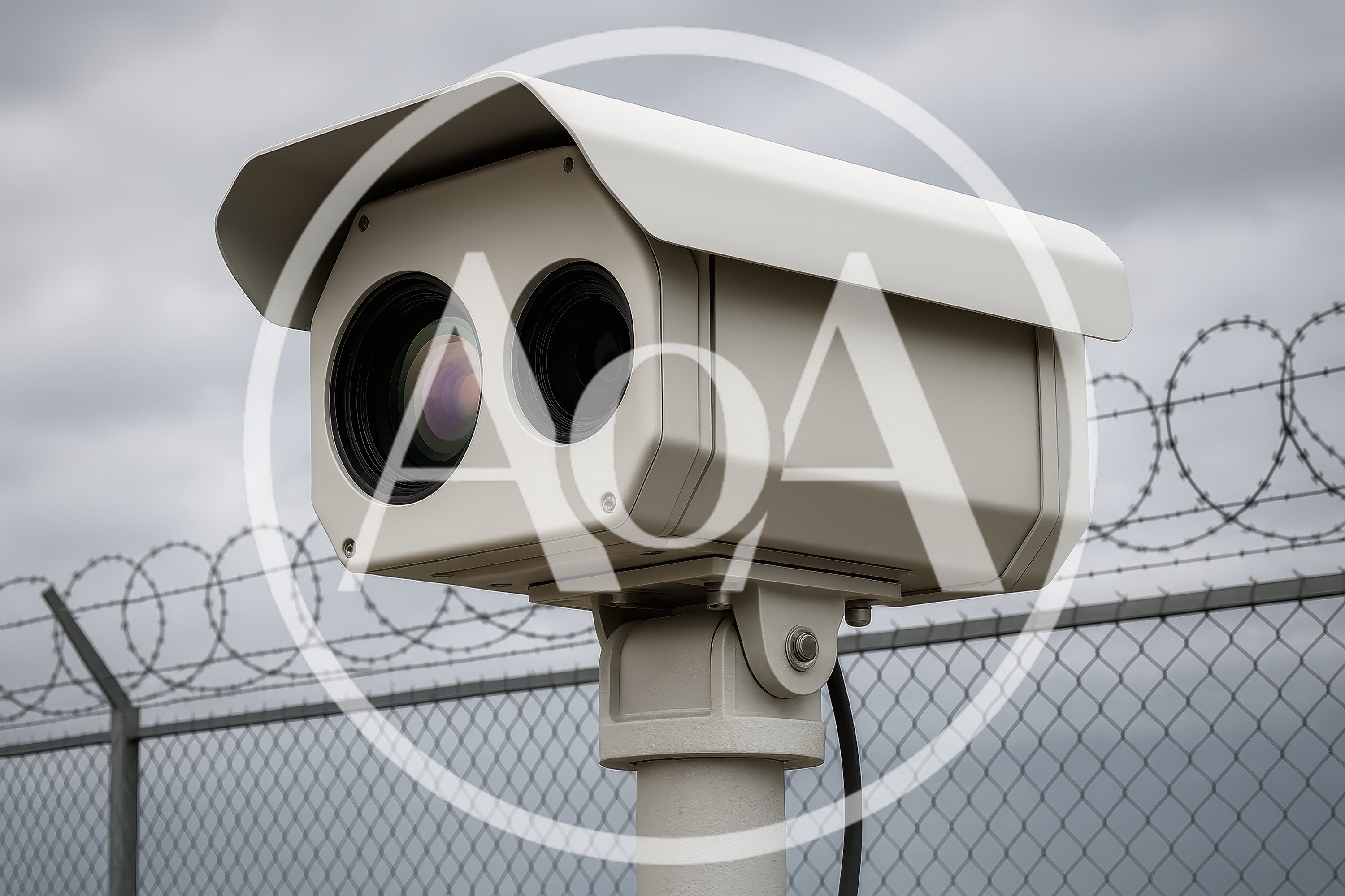 Security Surveillance Camera Mounted On A Pole