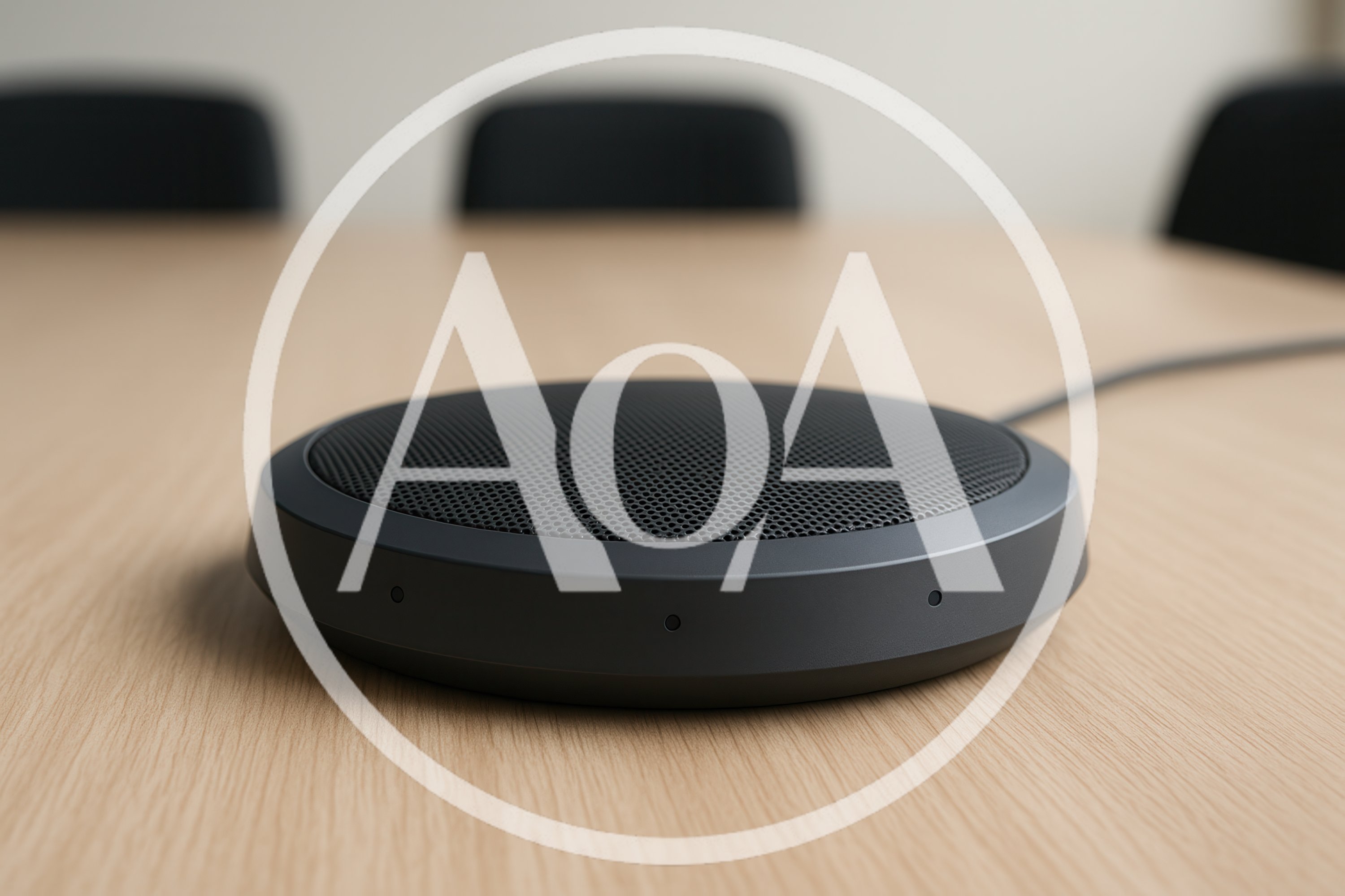 Conference Room Speakerphone On A Wooden Table