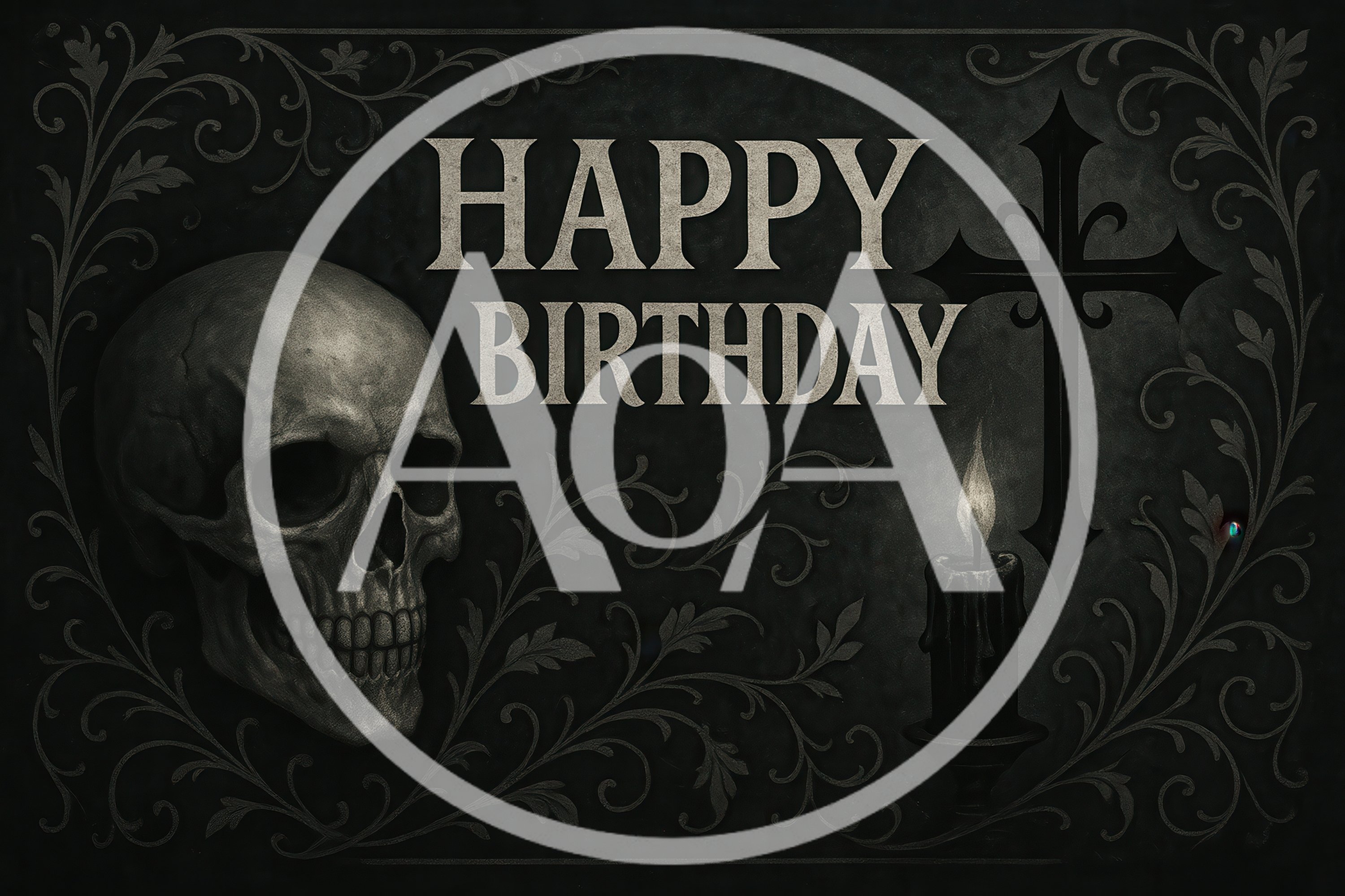 Gothic Birthday Greeting Card With Skull And Candle