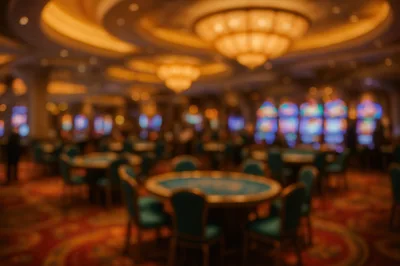 Blurred Interior View of a Luxury Casino Floor