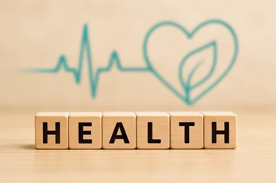 Wooden Blocks Spelling Health With Heart And Pulse Icon