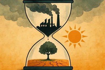 Conceptual Hourglass Illustration Representing Climate Change And Pollution