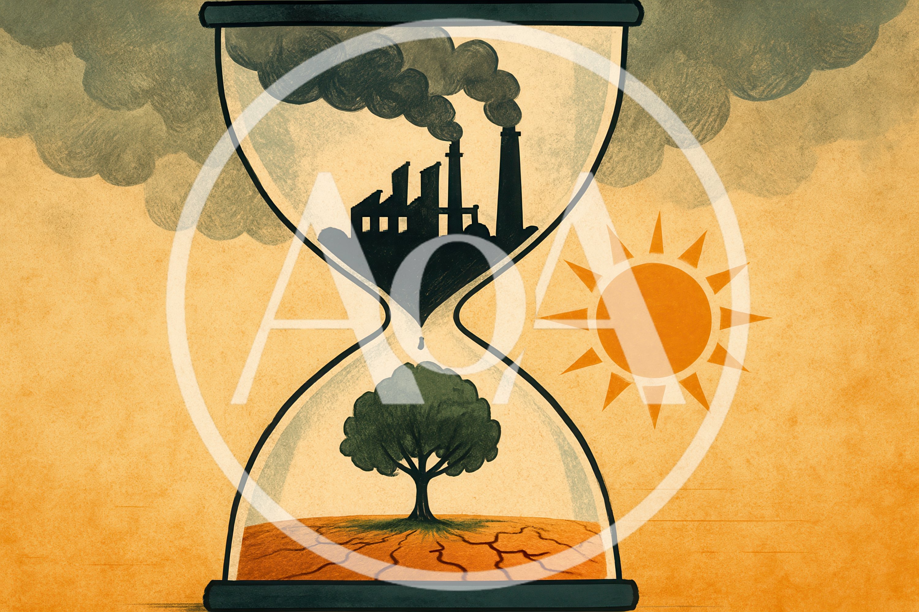 Conceptual Hourglass Illustration Representing Climate Change And Pollution