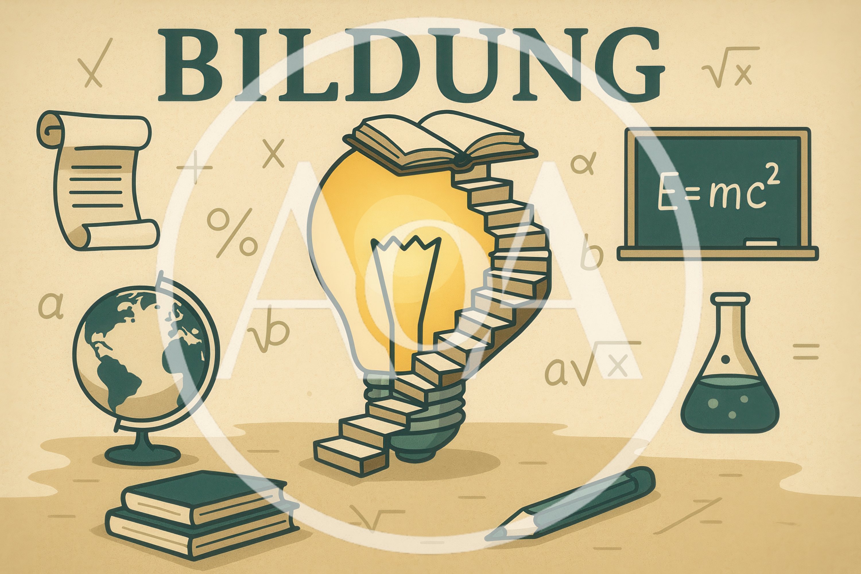 Educational Concept Illustration With Lightbulb And School Supplies
