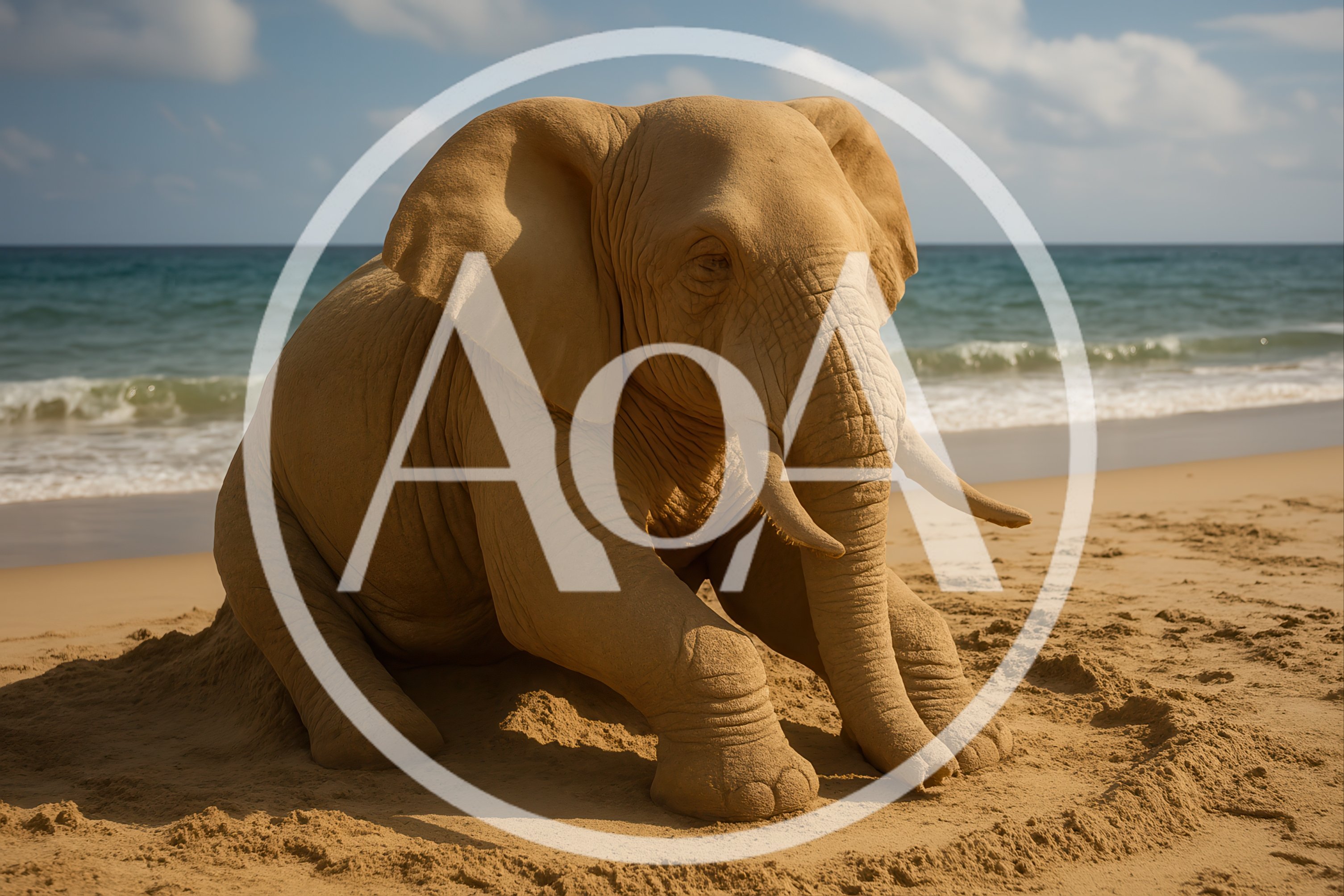 Sand Sculpture Of An Elephant On A Beach