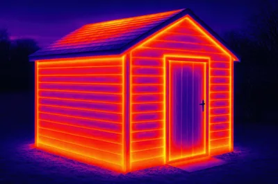 Thermal Imaging Of A Small Wooden Shed