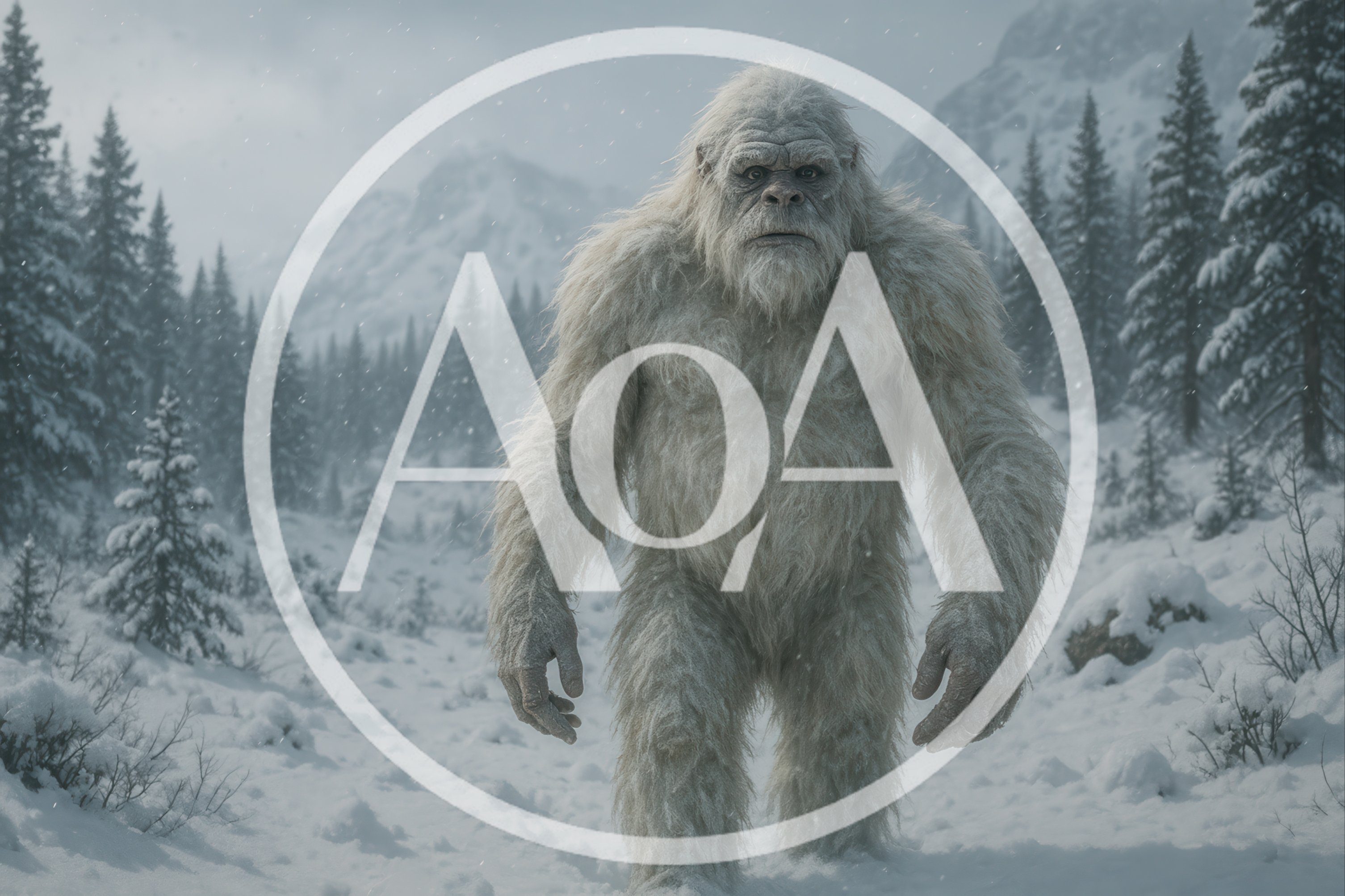 Yeti Walking Through A Snowy Mountain Forest