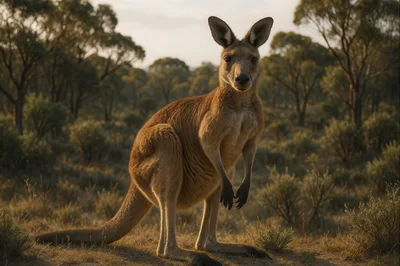 Eastern Grey Kangaroo Standing In Australian Outback