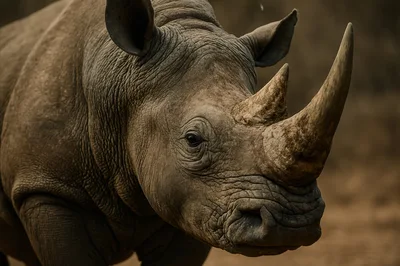 Close Up Portrait Of A Rhinoceros