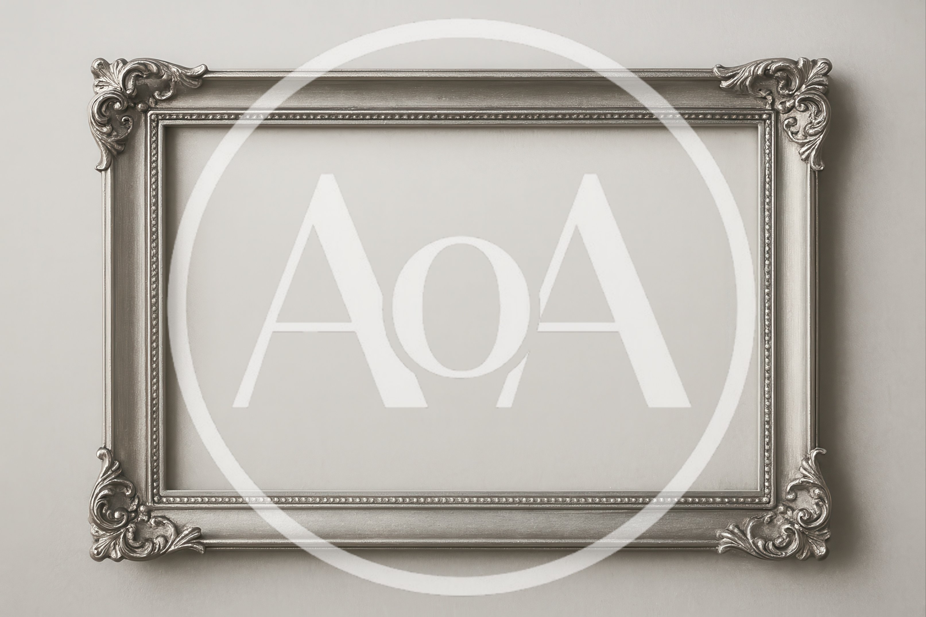 Empty Ornate Silver Picture Frame On Wall