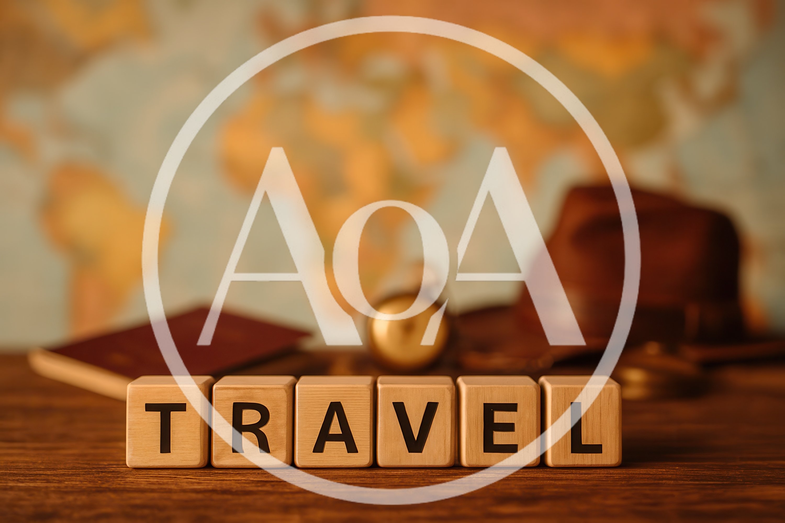 Wooden Blocks Spelling Travel With Vintage Map Background