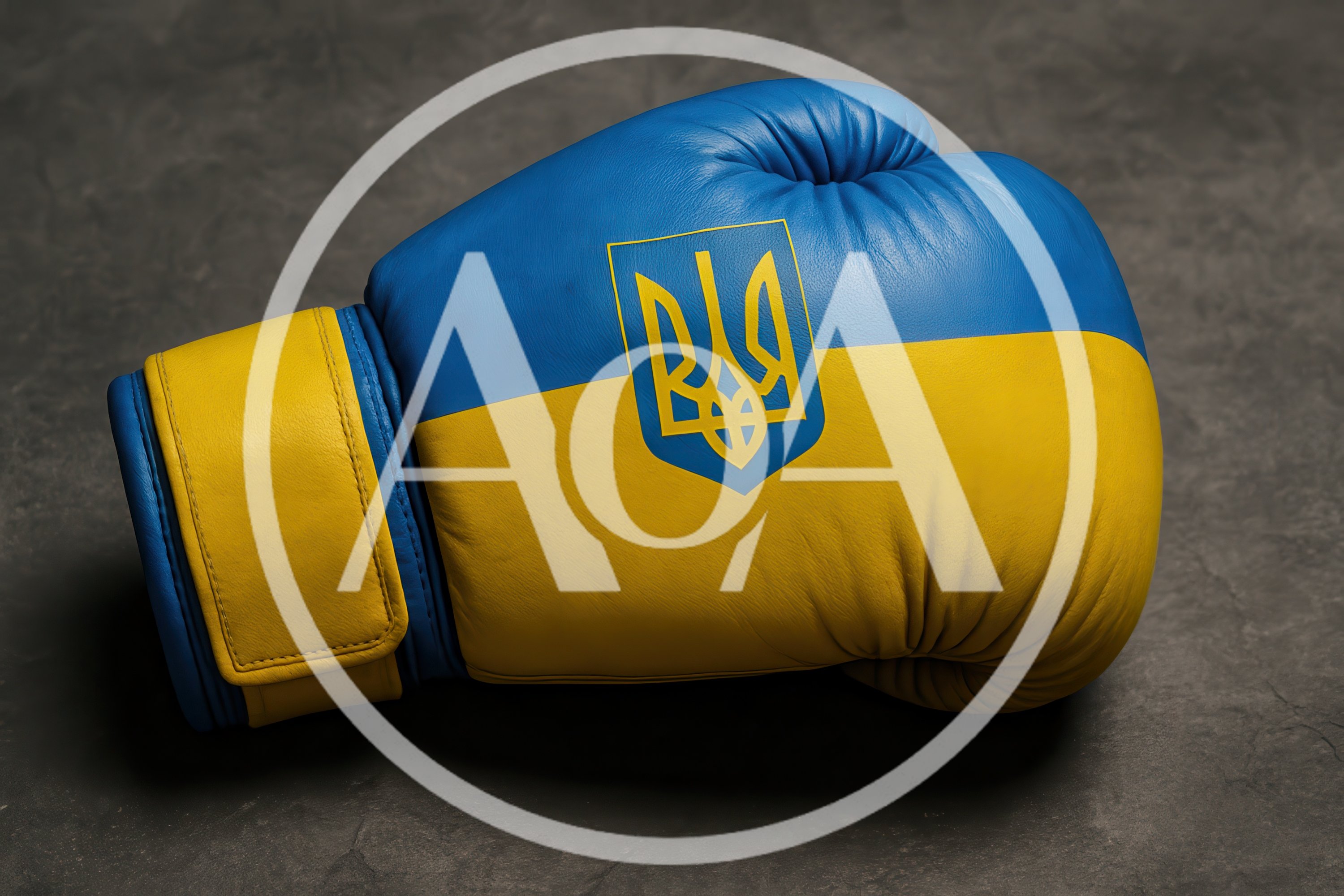 Ukrainian Flag Boxing Glove On Dark Background