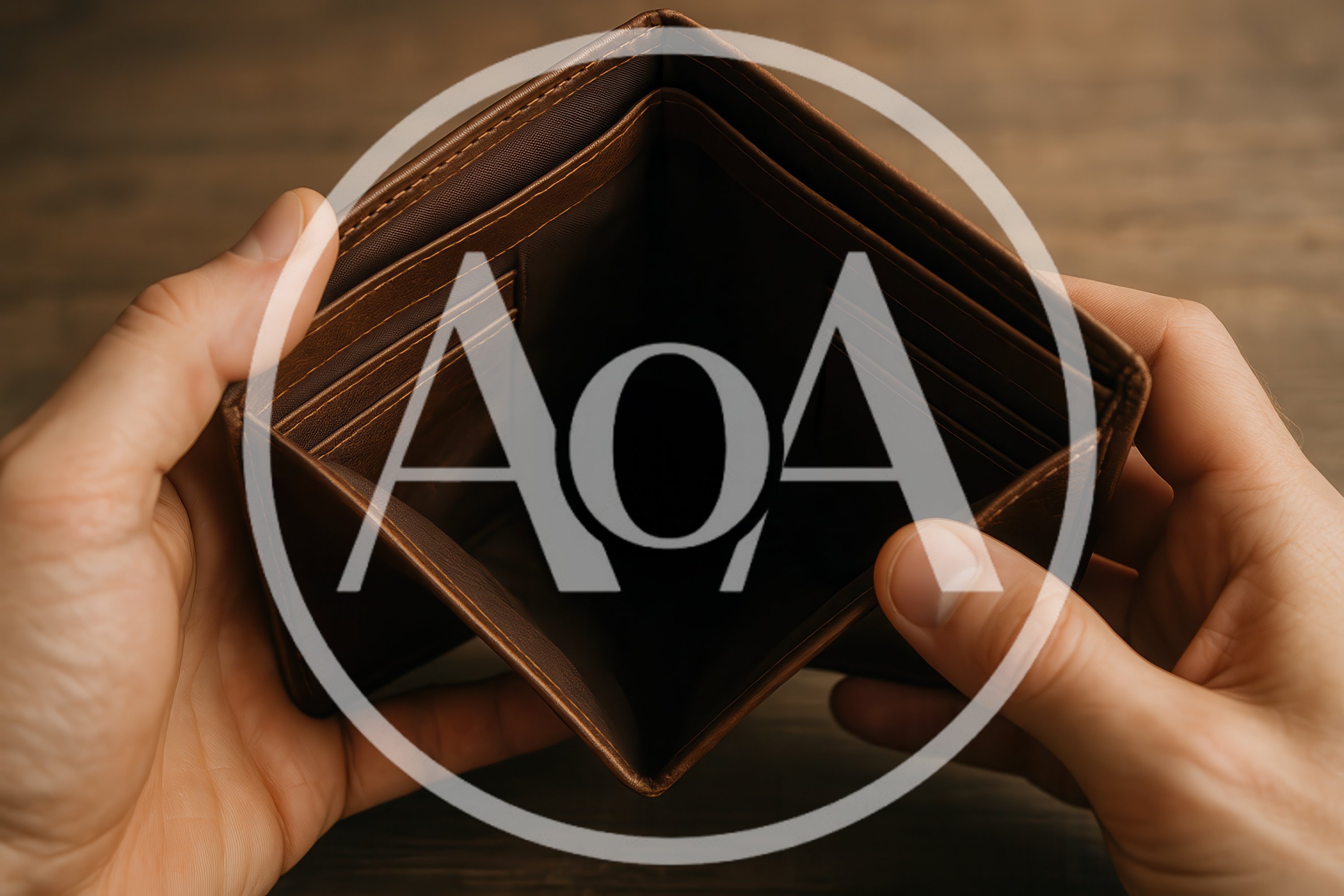 Person Holding An Empty Brown Leather Wallet