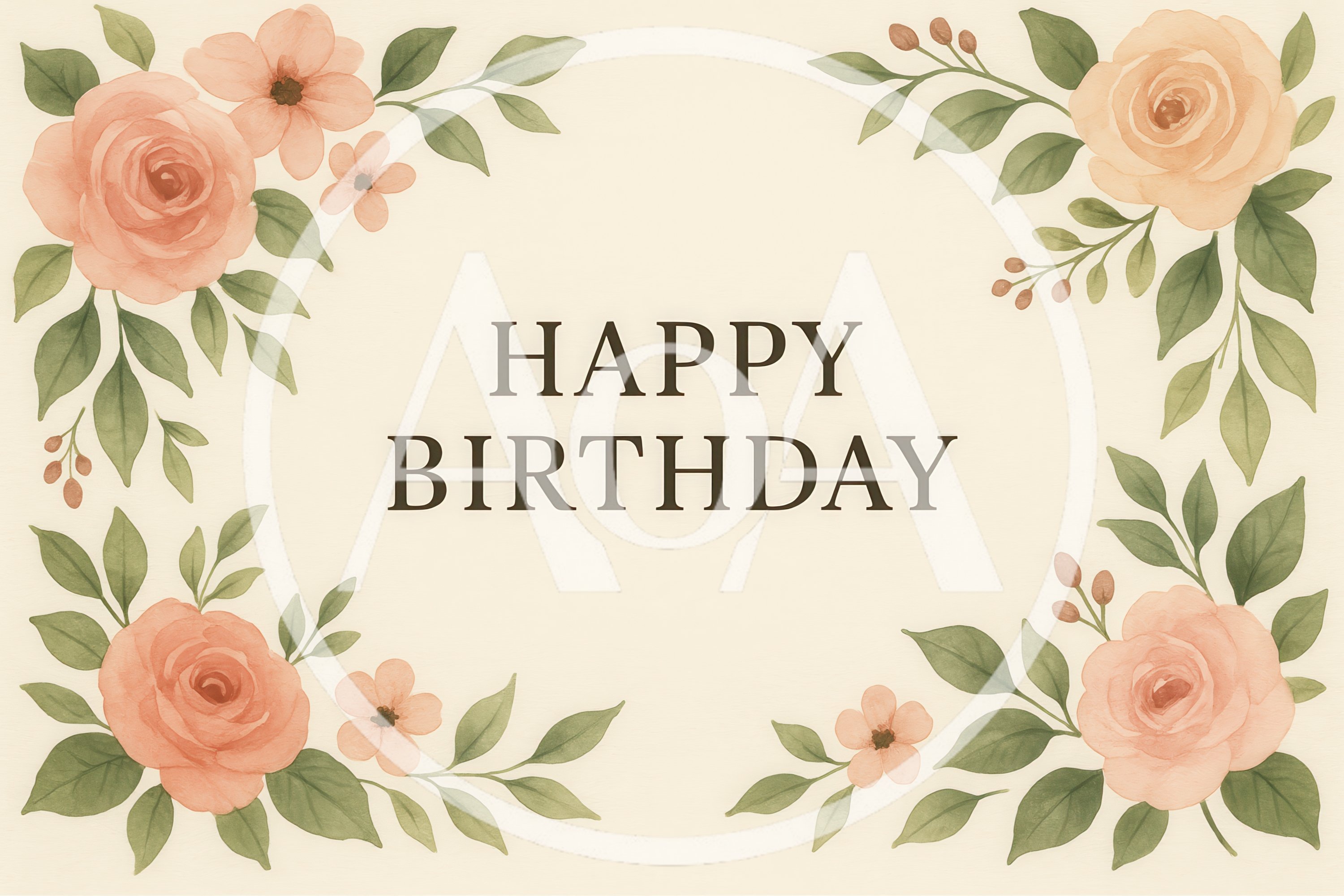Watercolor Floral Happy Birthday Greeting Card Design