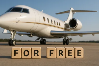 Private Jet With Wooden Blocks Spelling For Free