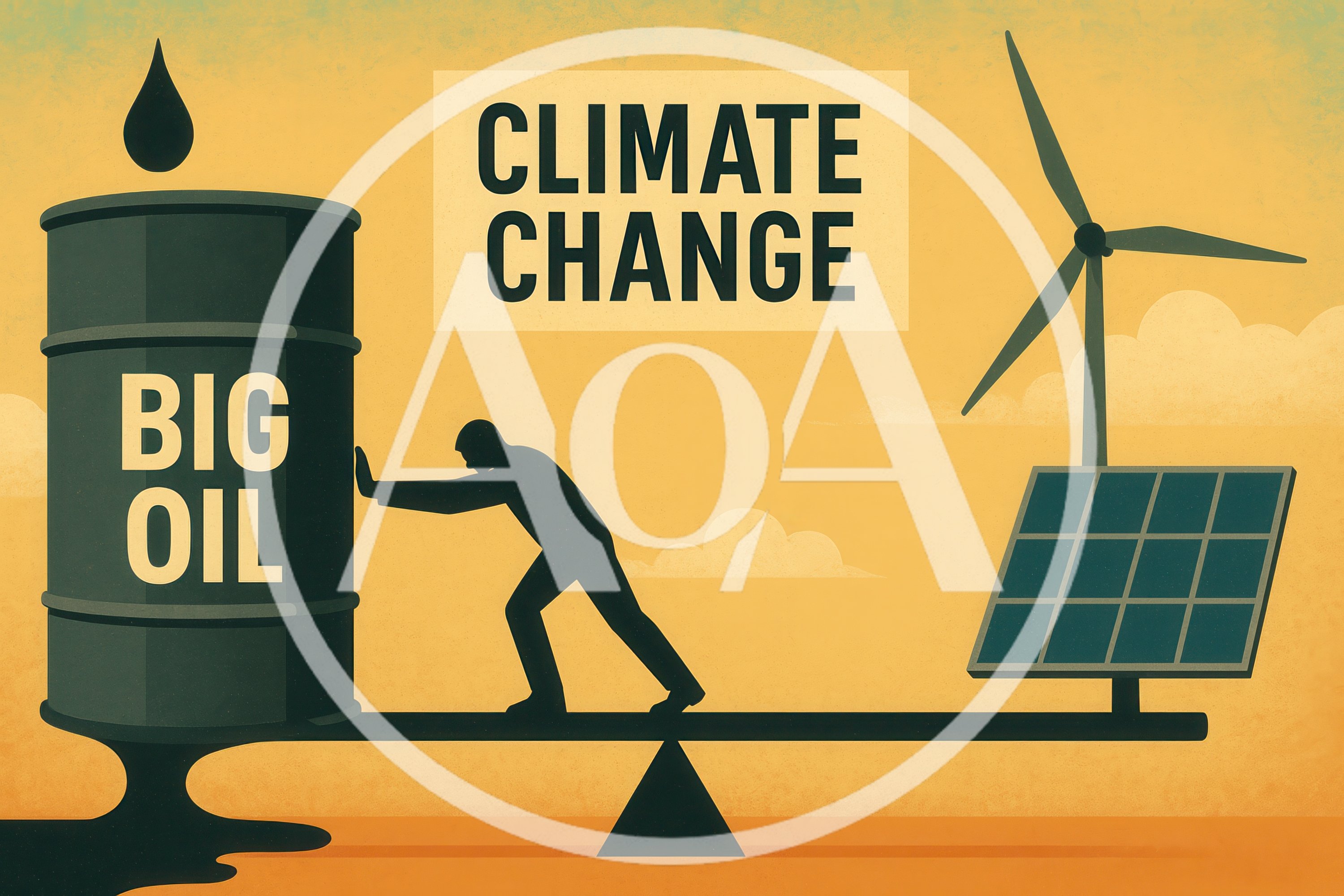 Conceptual Illustration Of Big Oil Versus Renewable Energy