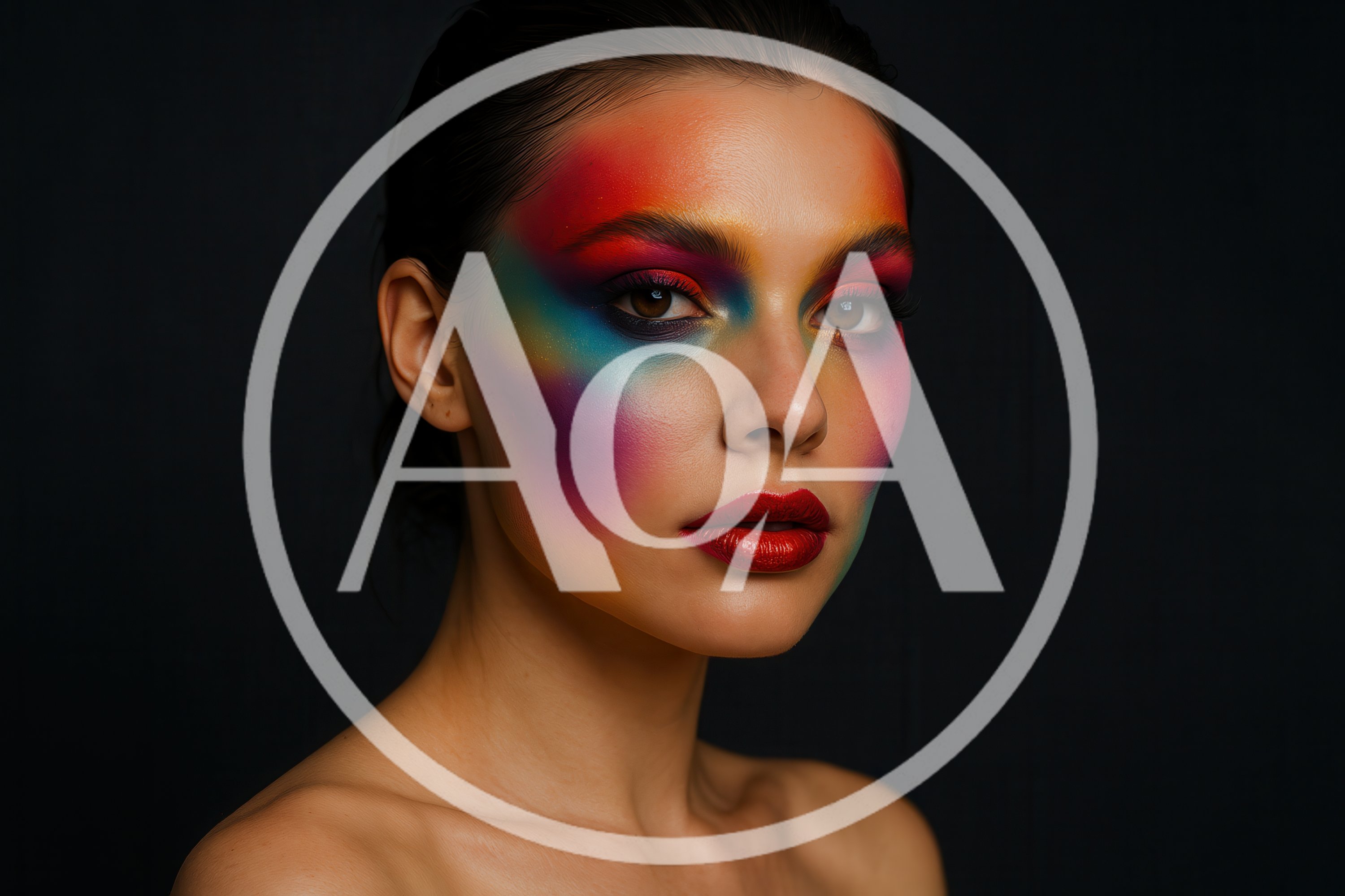Portrait Of A Woman With Artistic Rainbow Makeup