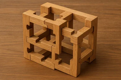 Wooden Interlocking Geometric Puzzle Structure