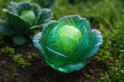 Vibrant Green Cabbage Growing In A Garden Bed