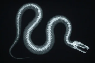 X-Ray Radiograph Of A Snake Skeleton