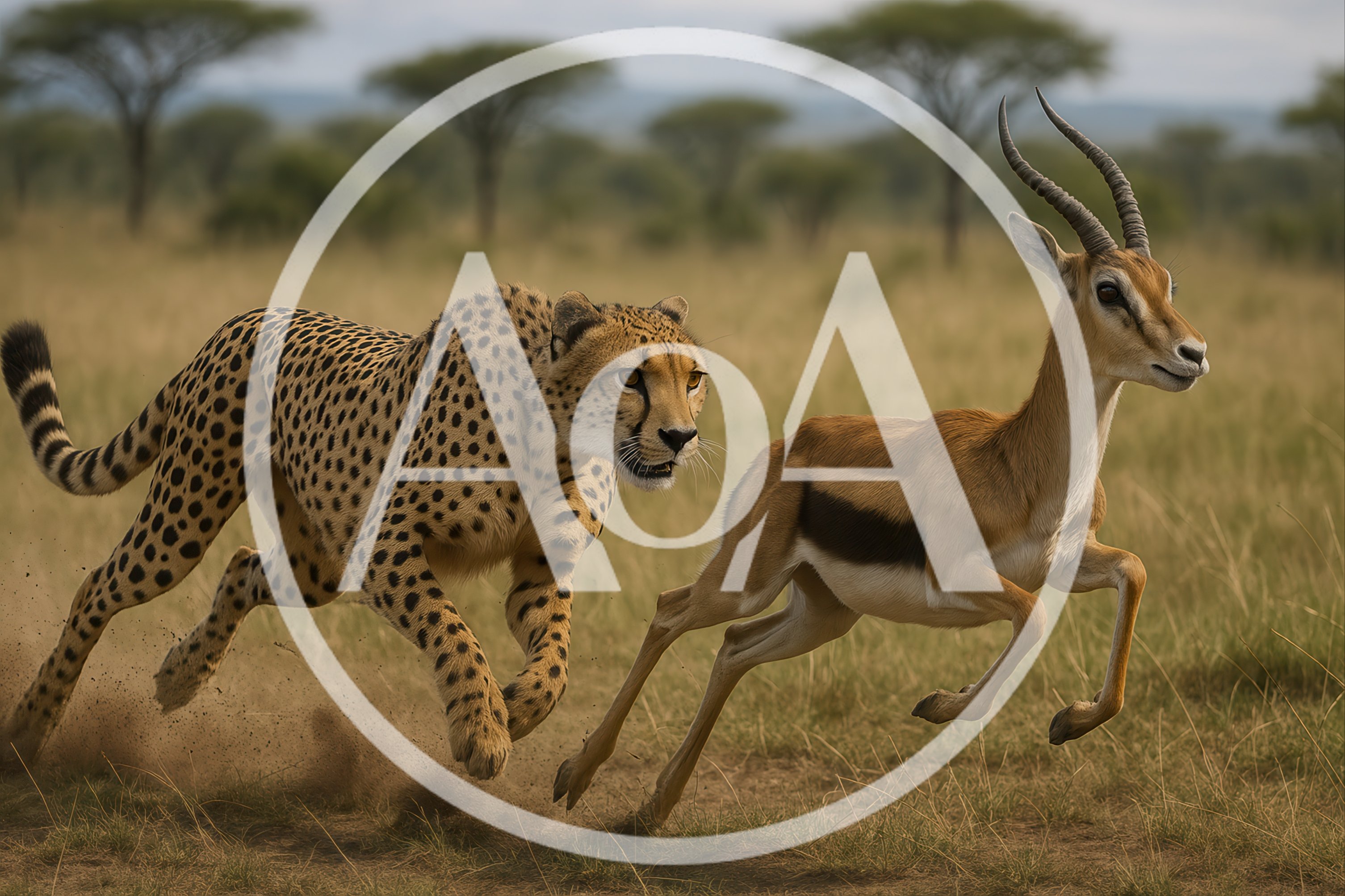 Cheetah Chasing A Gazelle In The African Savanna