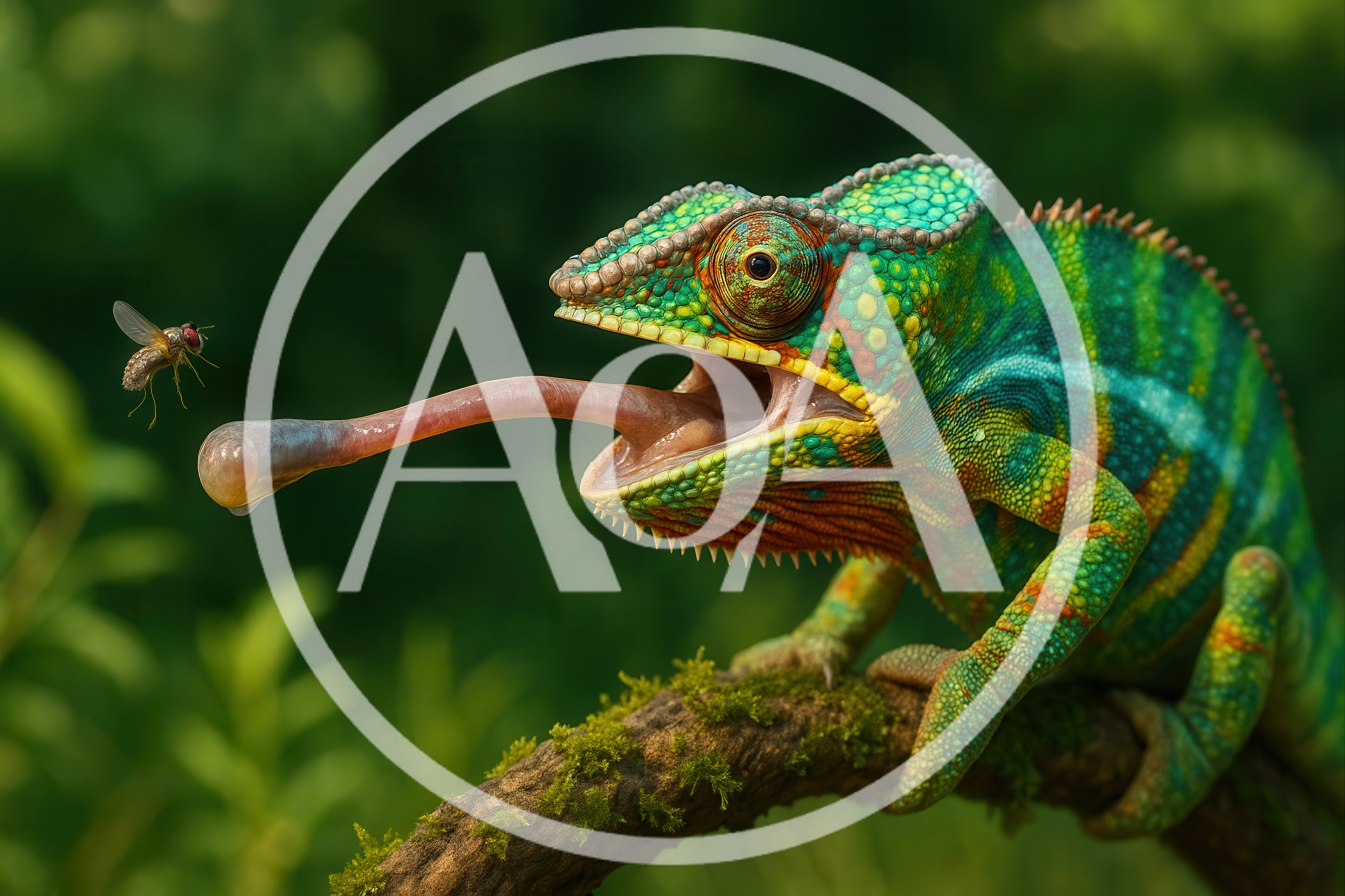 Chameleon Catching A Fly With Its Tongue