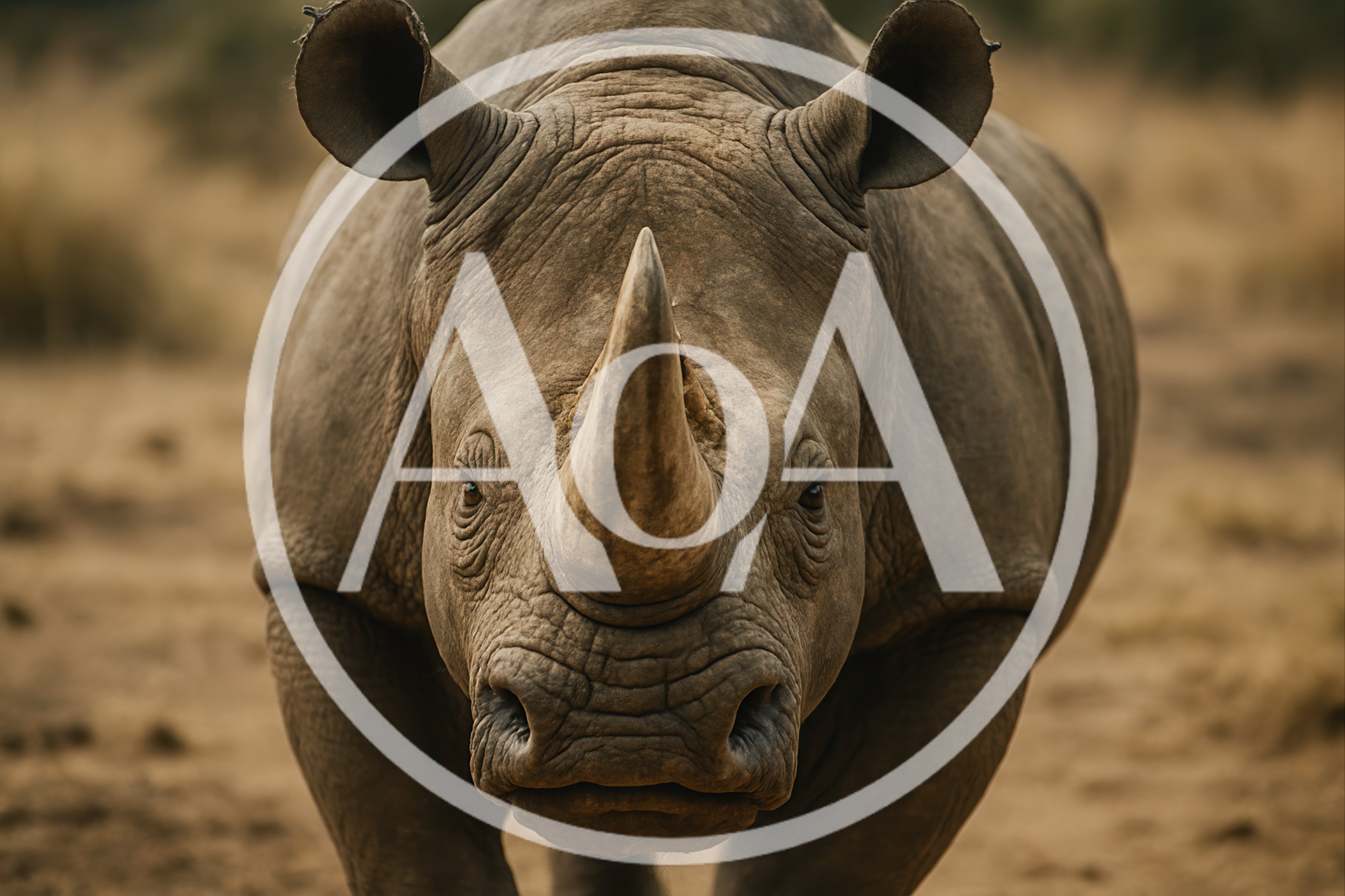 Frontal Portrait Of A Wild Rhinoceros