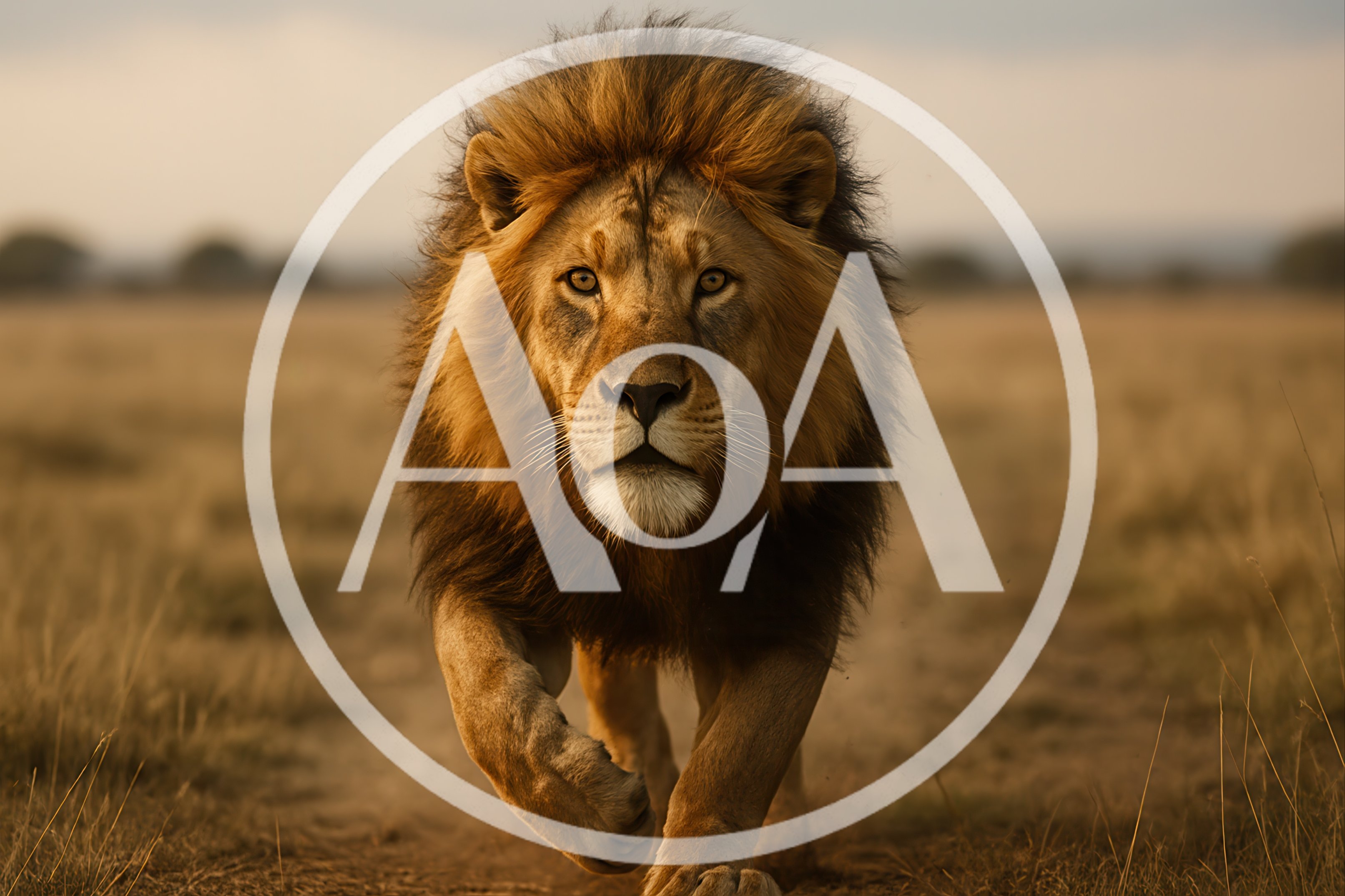 Majestic Male Lion Walking Through African Savanna