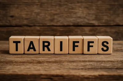 Wooden Blocks Spelling The Word Tariffs On Rustic Wood