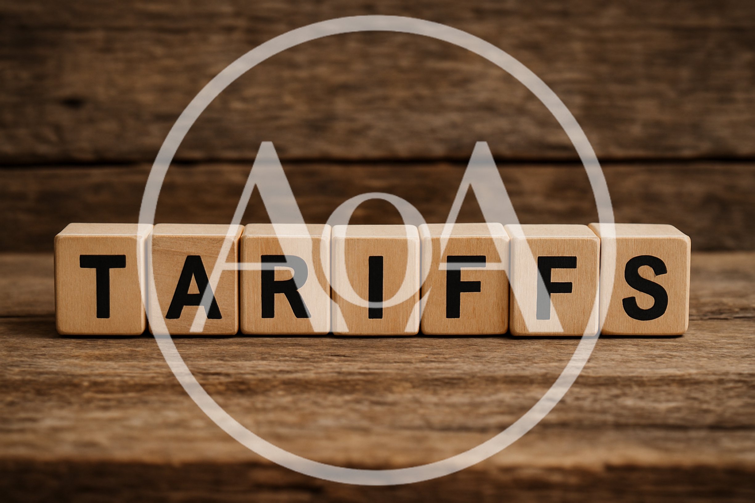 Wooden Blocks Spelling The Word Tariffs On Rustic Wood