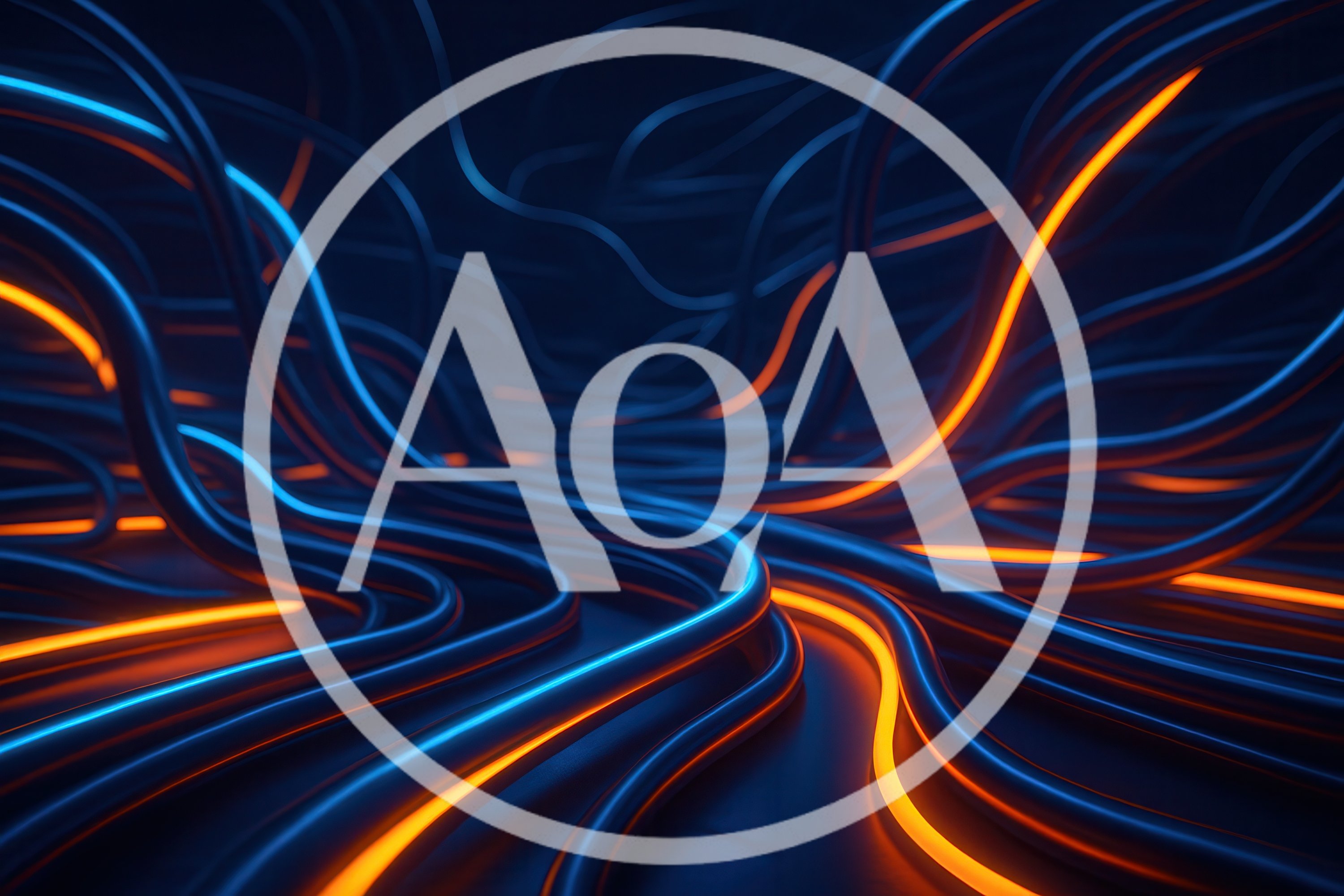 Abstract Glowing Blue And Orange Fiber Optic Cables