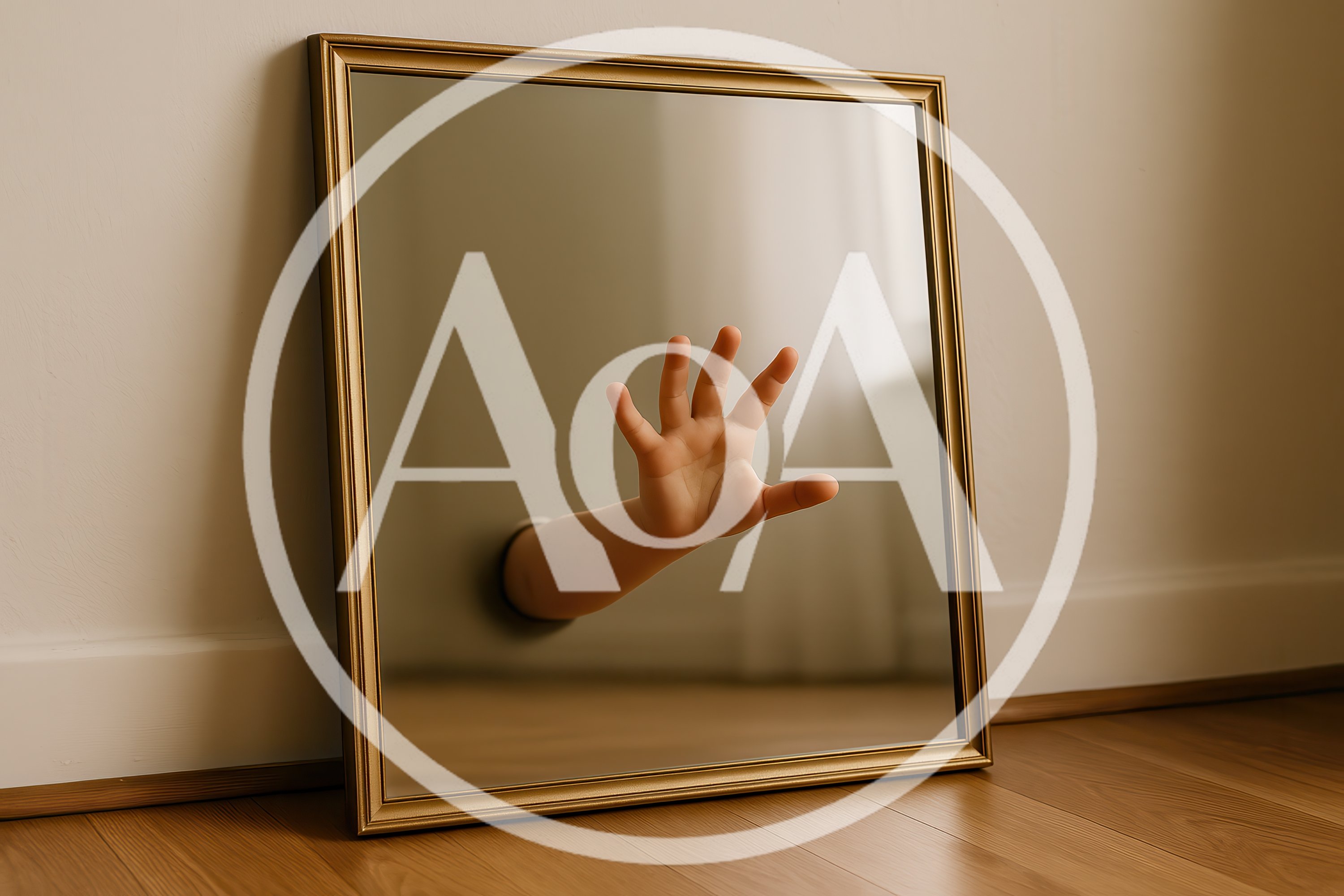 Child Hand Reaching Out From Inside A Mirror