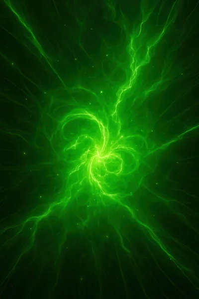 Abstract Green Energy Nebula With Radiant Light Burst