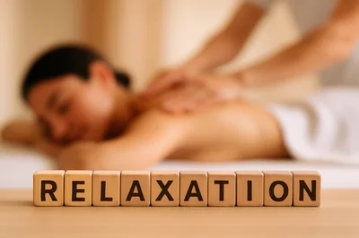Wooden Blocks Spelling Relaxation During A Professional Massage