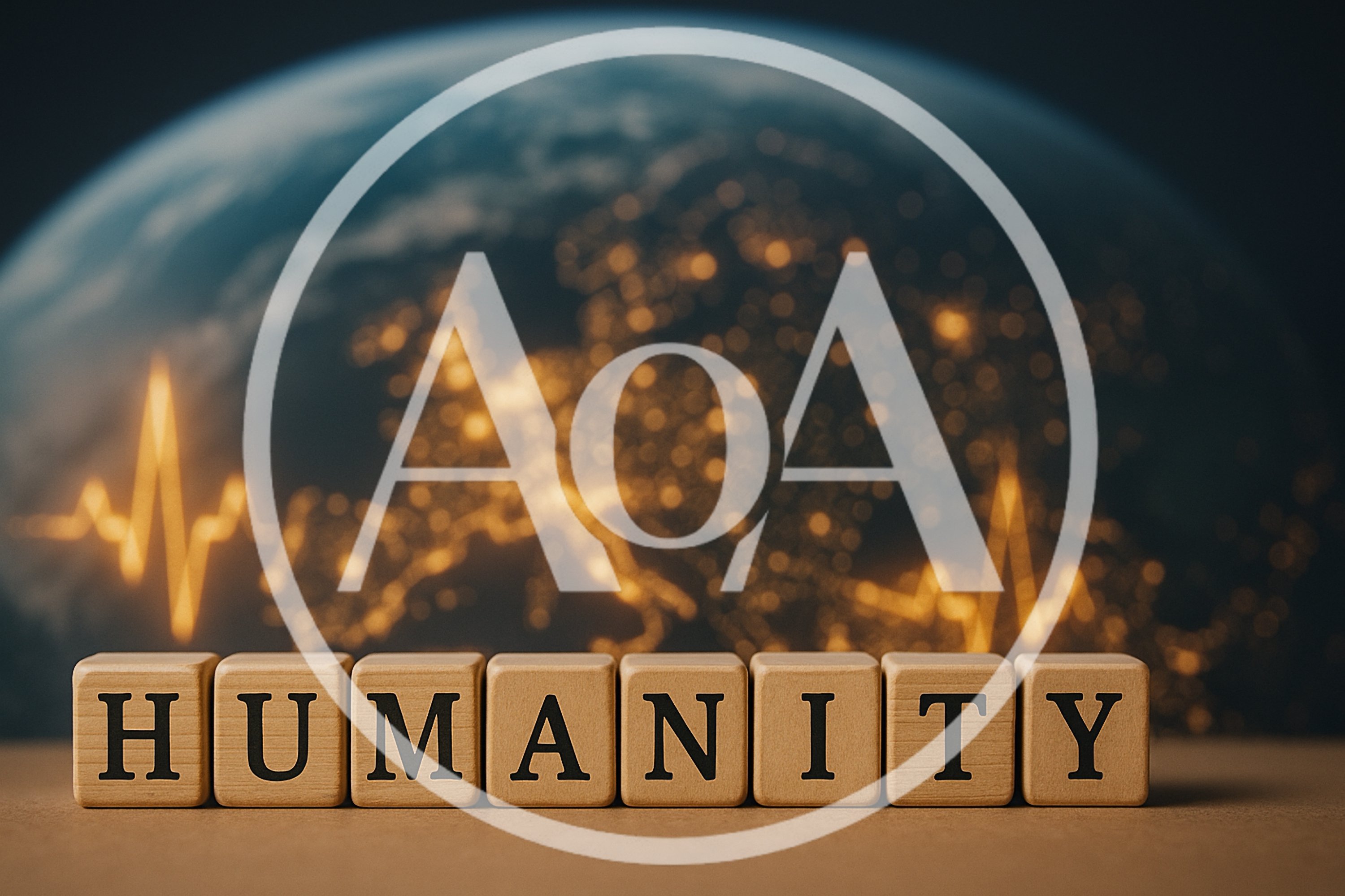 Wooden Blocks Spelling Humanity With Earth Background